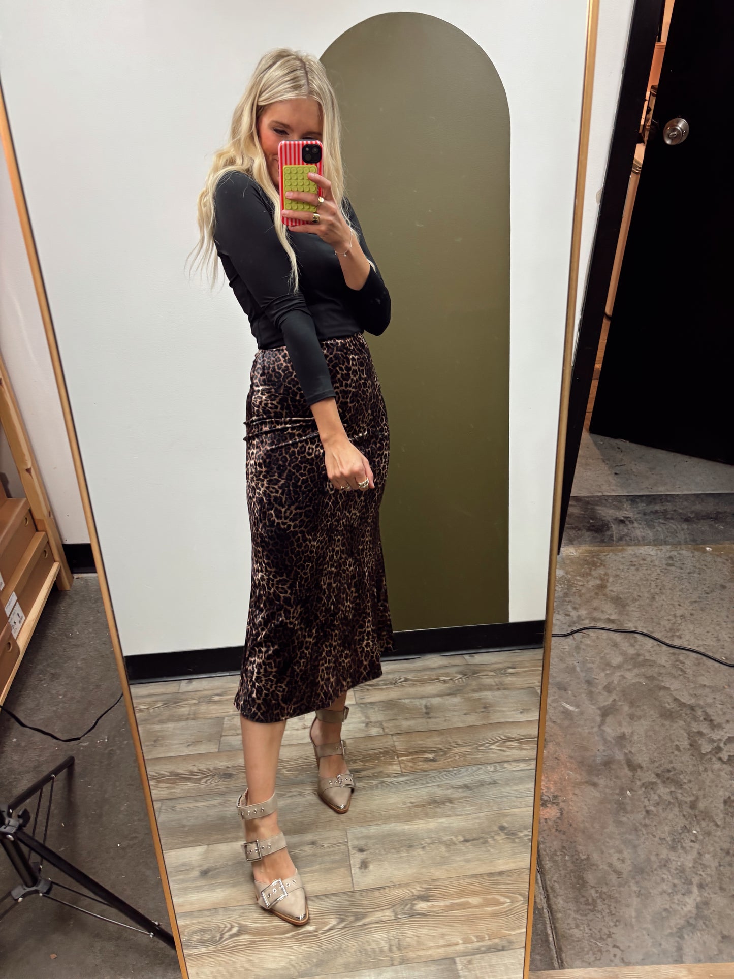 Lola Leopard Midi Skirt