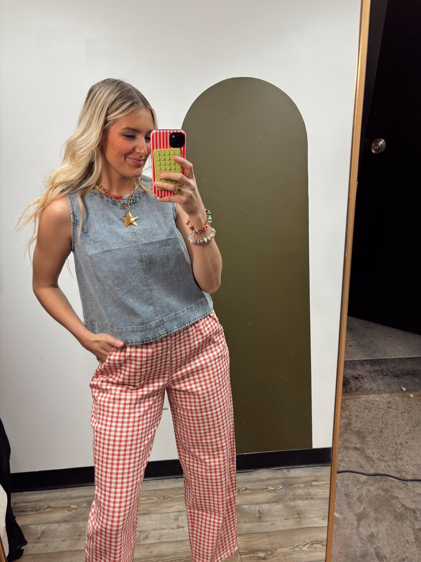 Button Back Denim Top