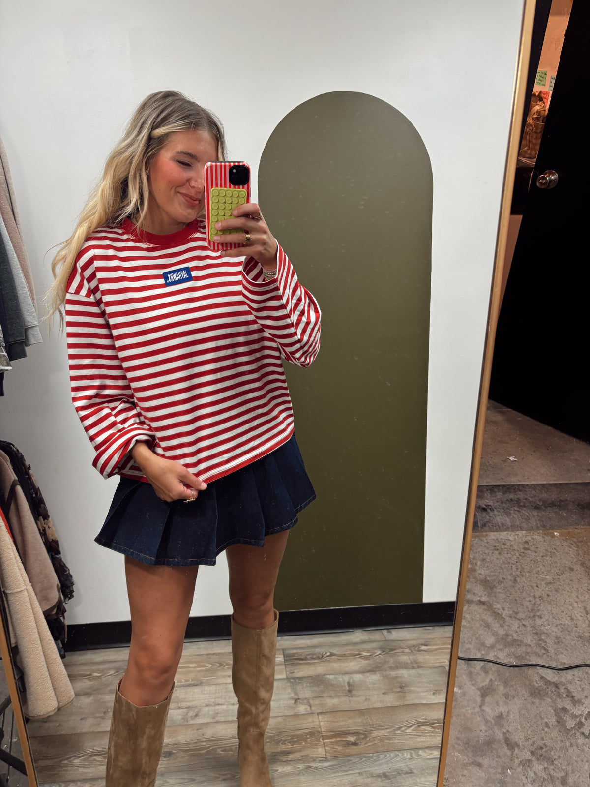 Jayhawk Stitch Stripe Top