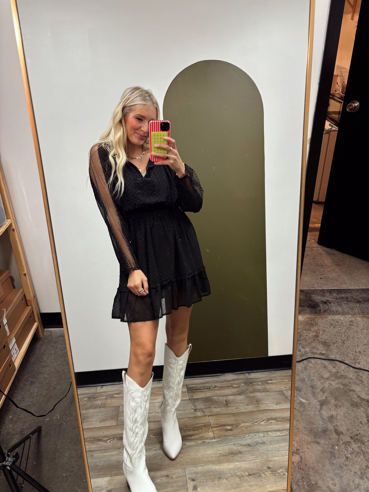 Tiana Sheer Dot Dress