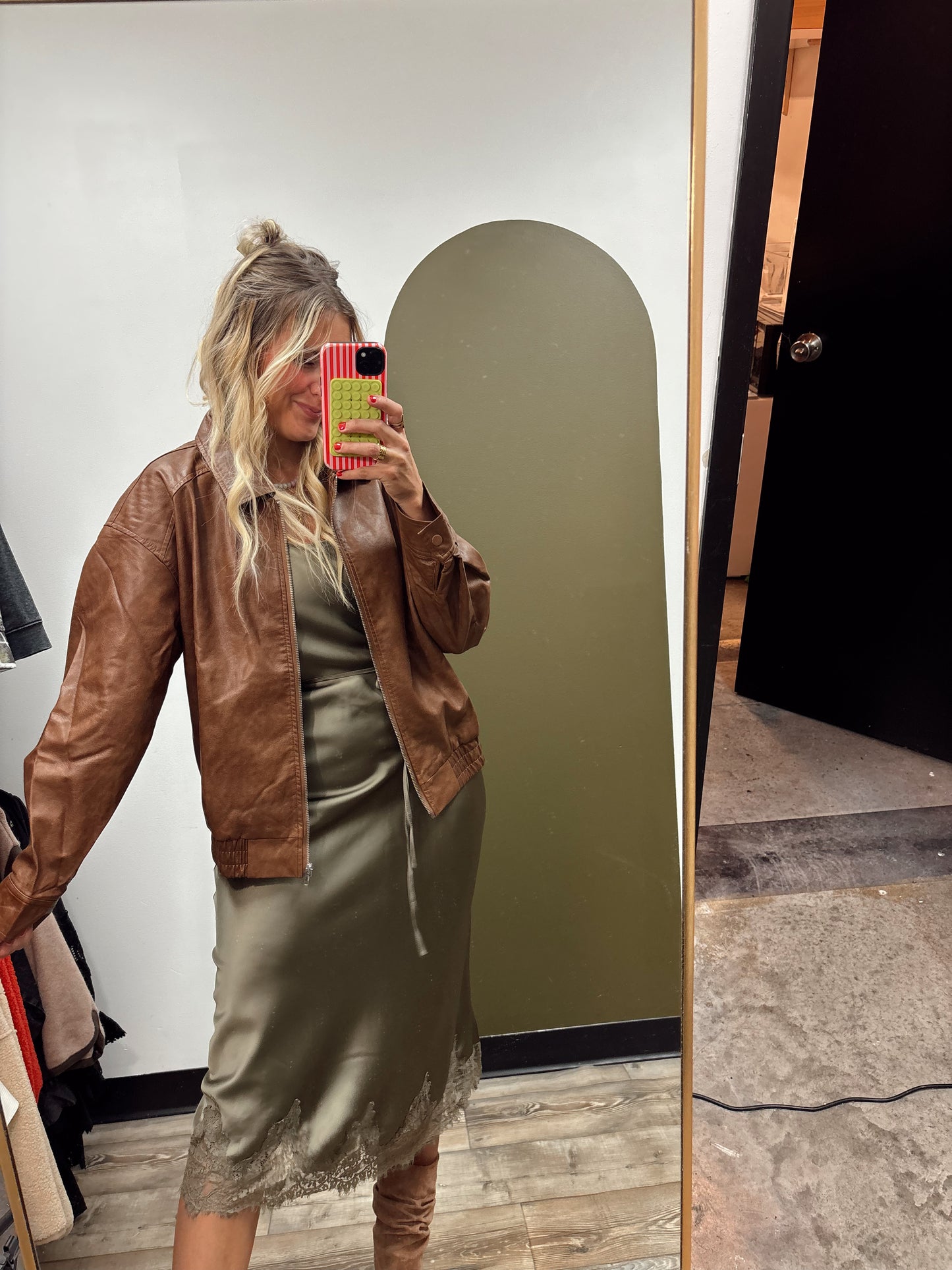 Queen Bee Vegan Leather Jacket (Tan)