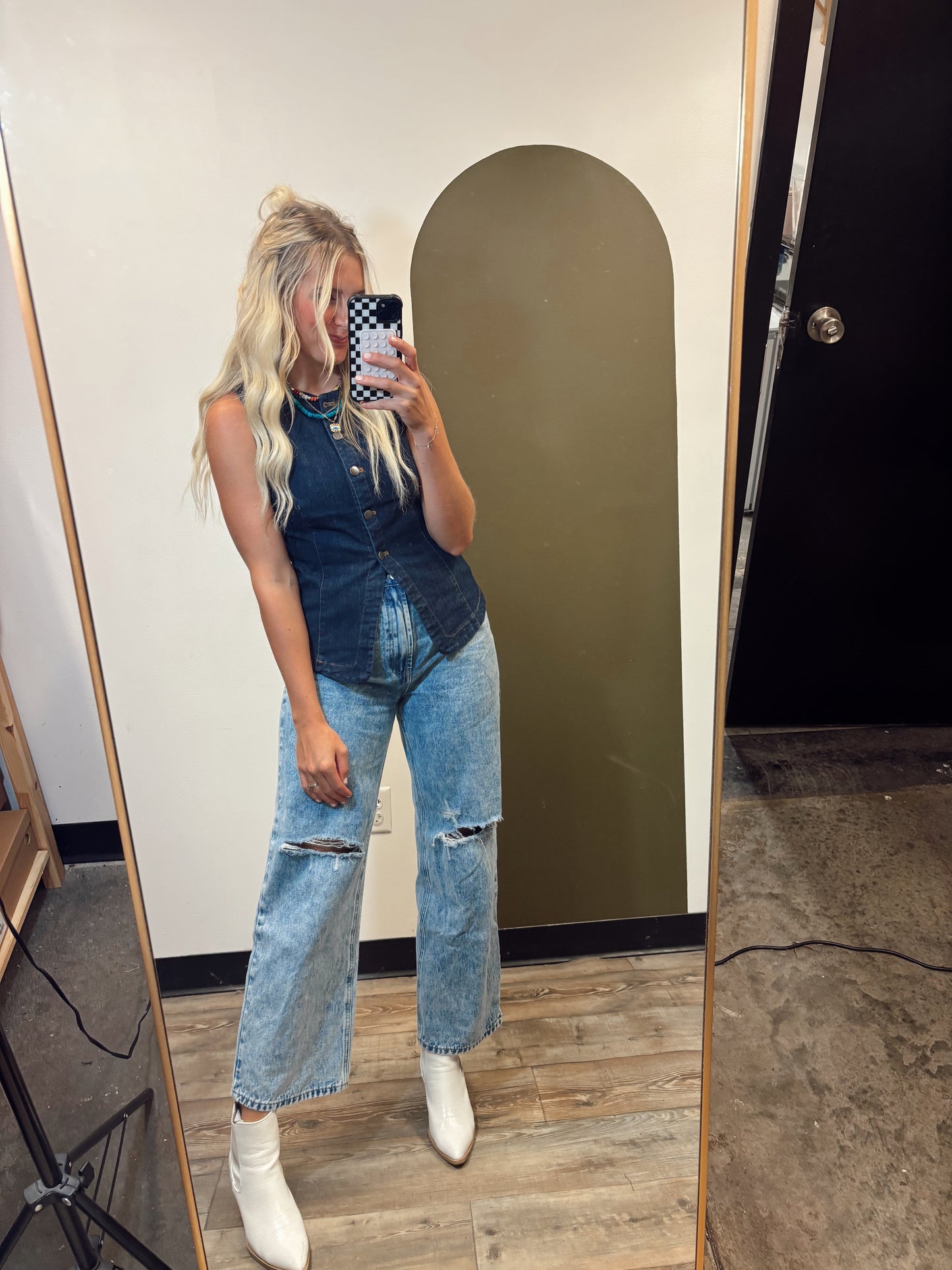 Elliana Denim Vest Top (Denim)