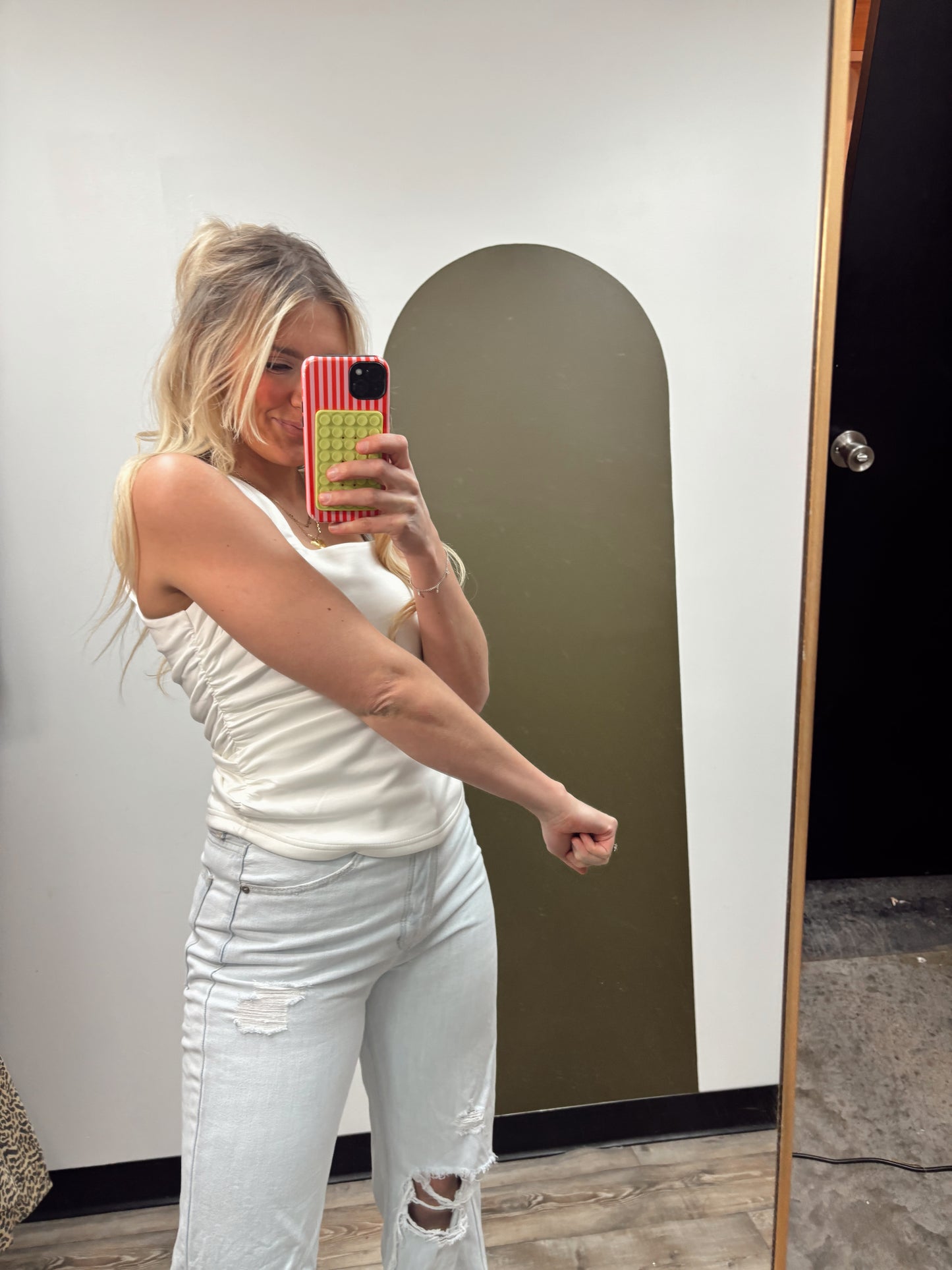 Rena Ruched Tank (White)