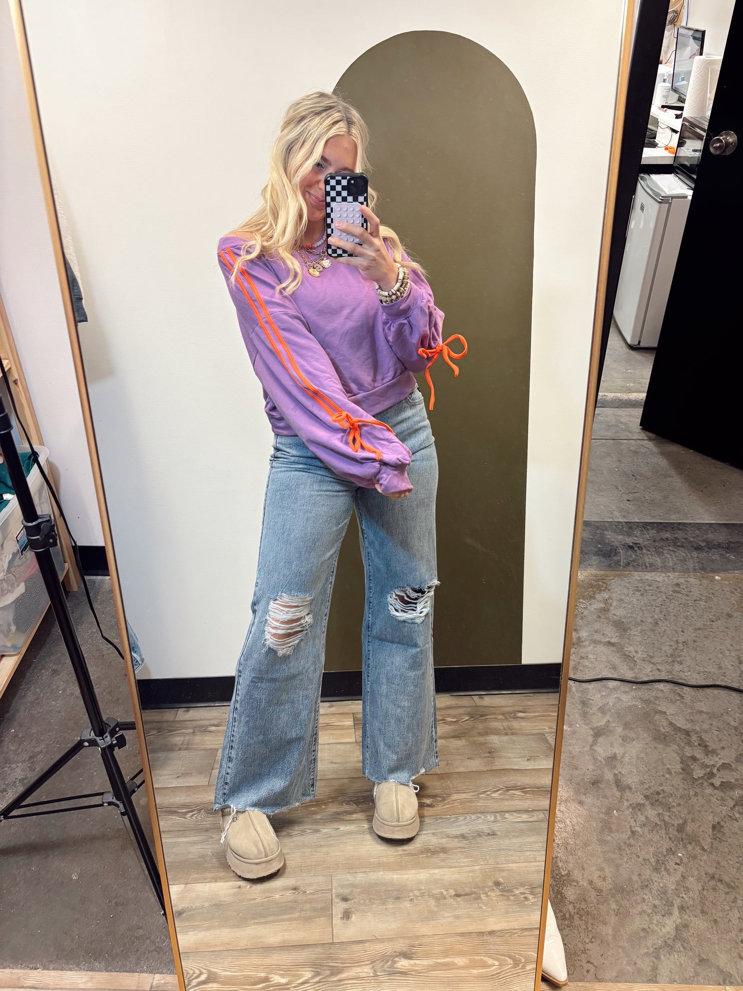 Terry Detailed Sweatshirt (Purple)