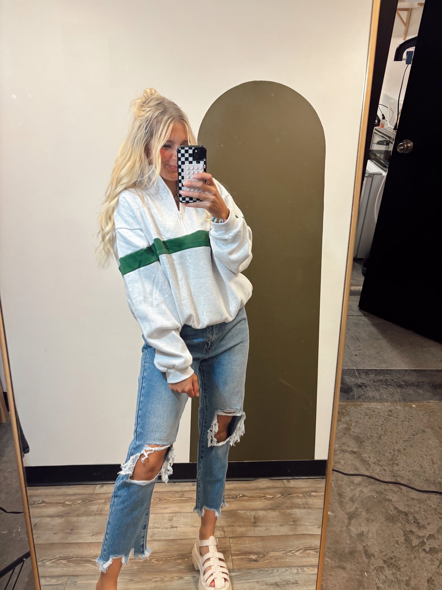 Undergrad Stripe Sweat Top (Green)