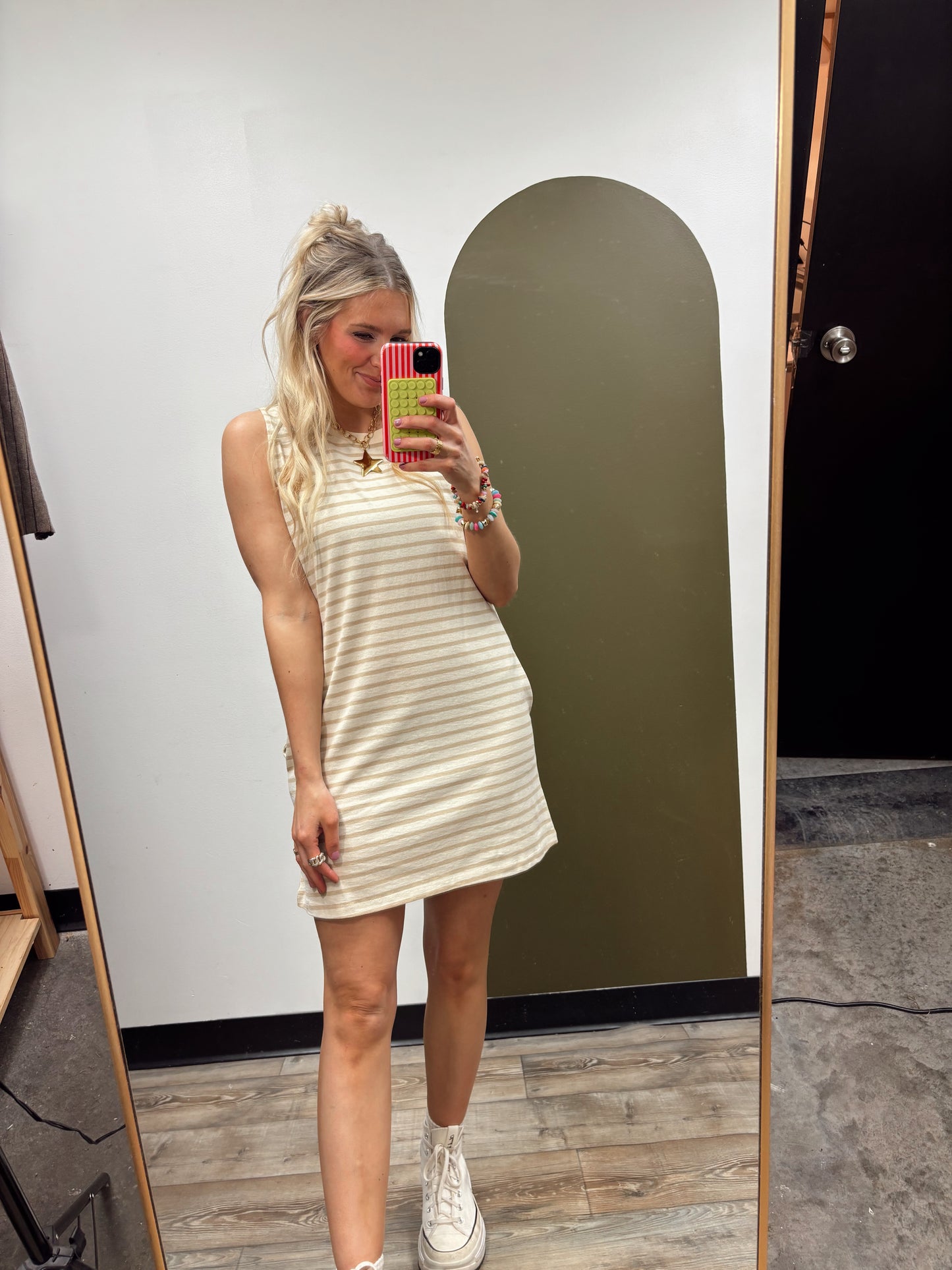 Summer Sun Stripe Dress (Taupe)