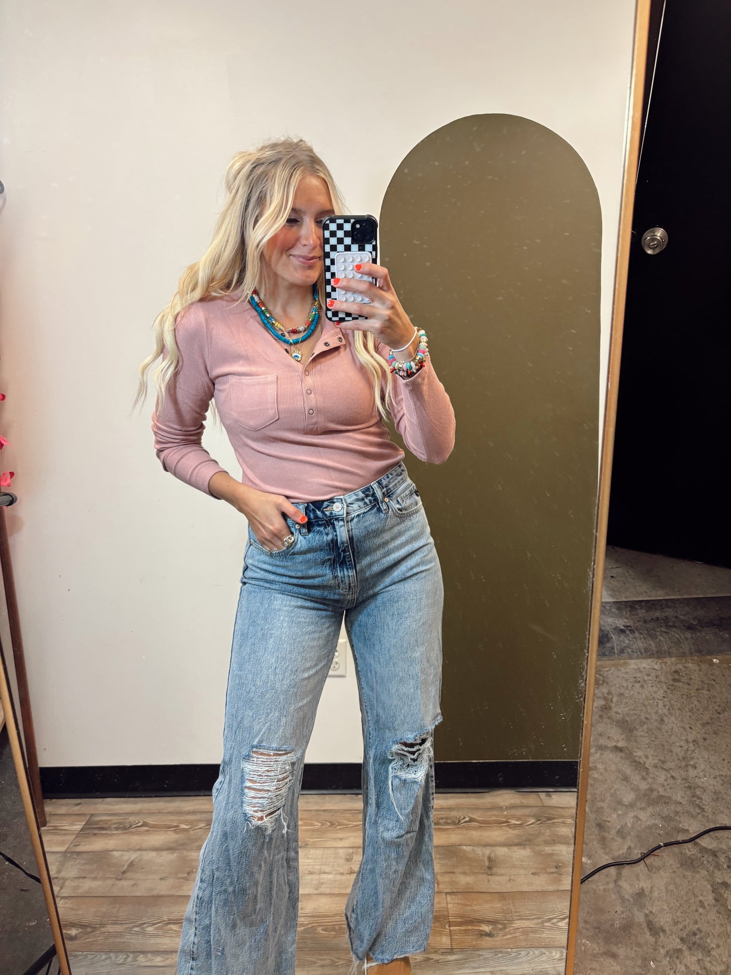 Softer Side Henley Top (Blush)