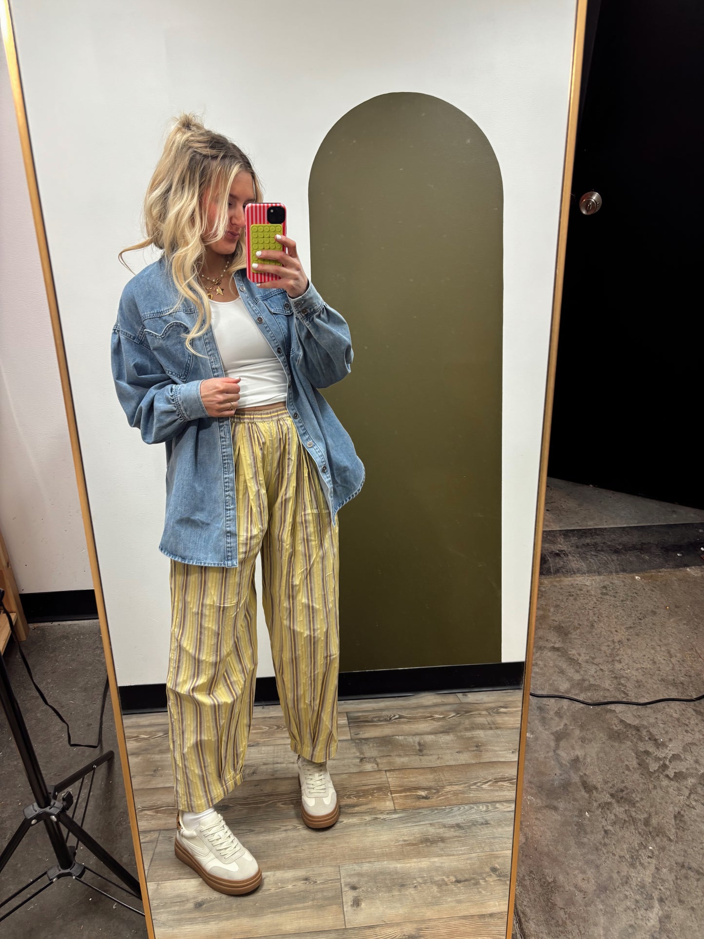 Perry Stripe Parachute Pant (Yellow)