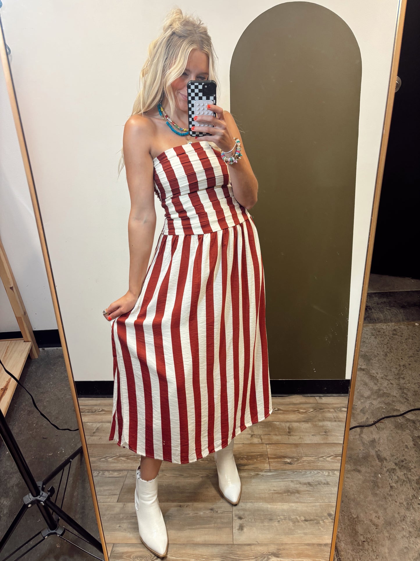 Mona Stripe Midi (Red)