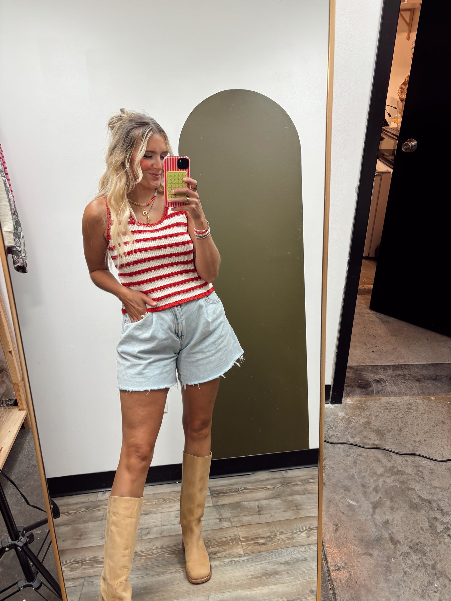 Lyla Stripe Tank (Red)