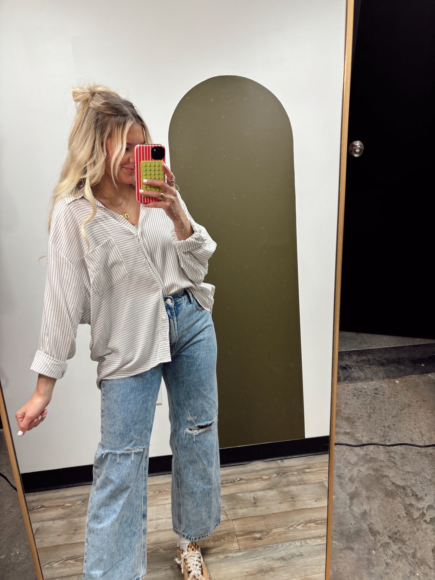 Easy Breeze Stripe Top (Beige)