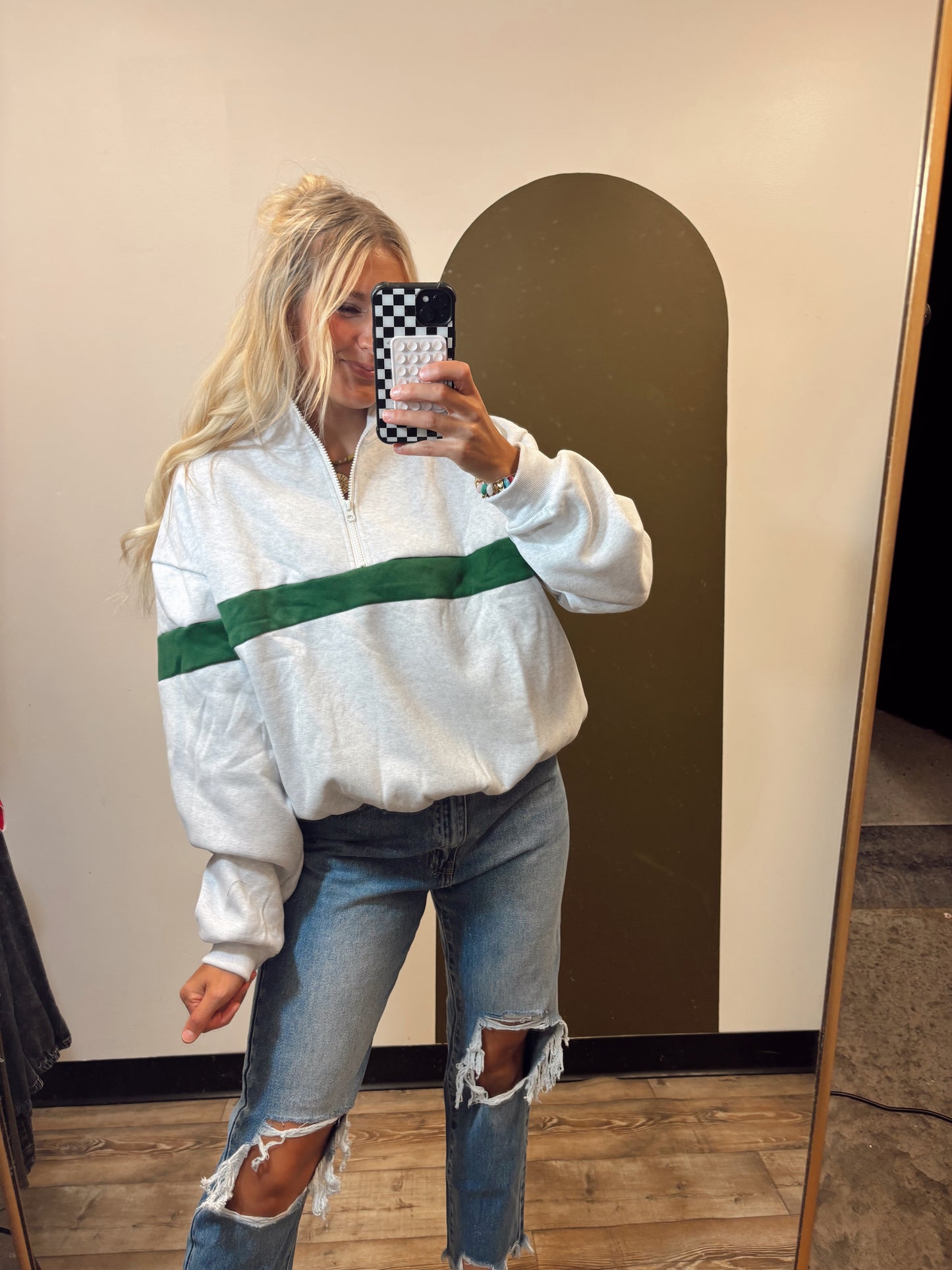 Undergrad Stripe Sweat Top (Green)