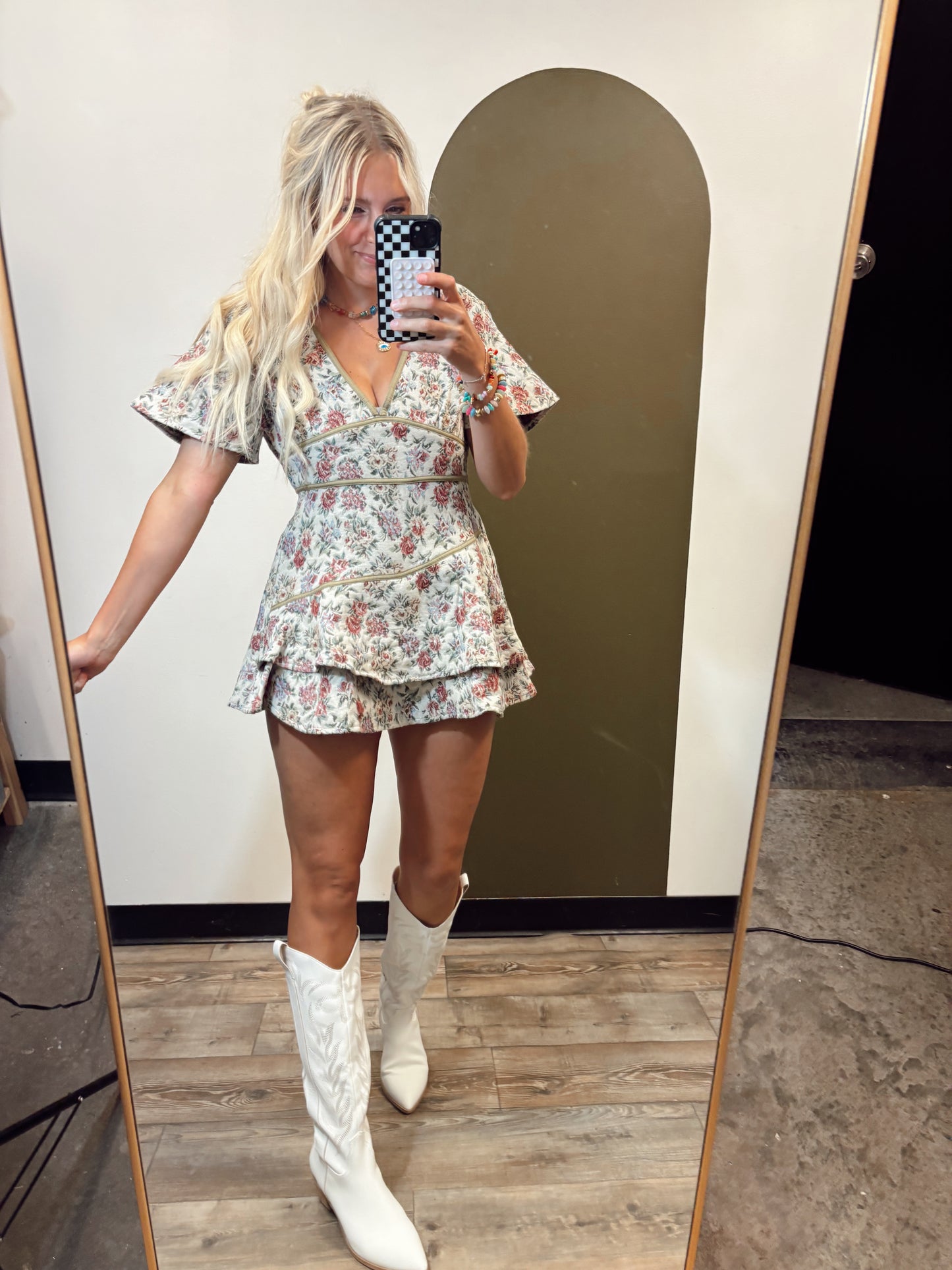 Josie Jacquard Mini Romper