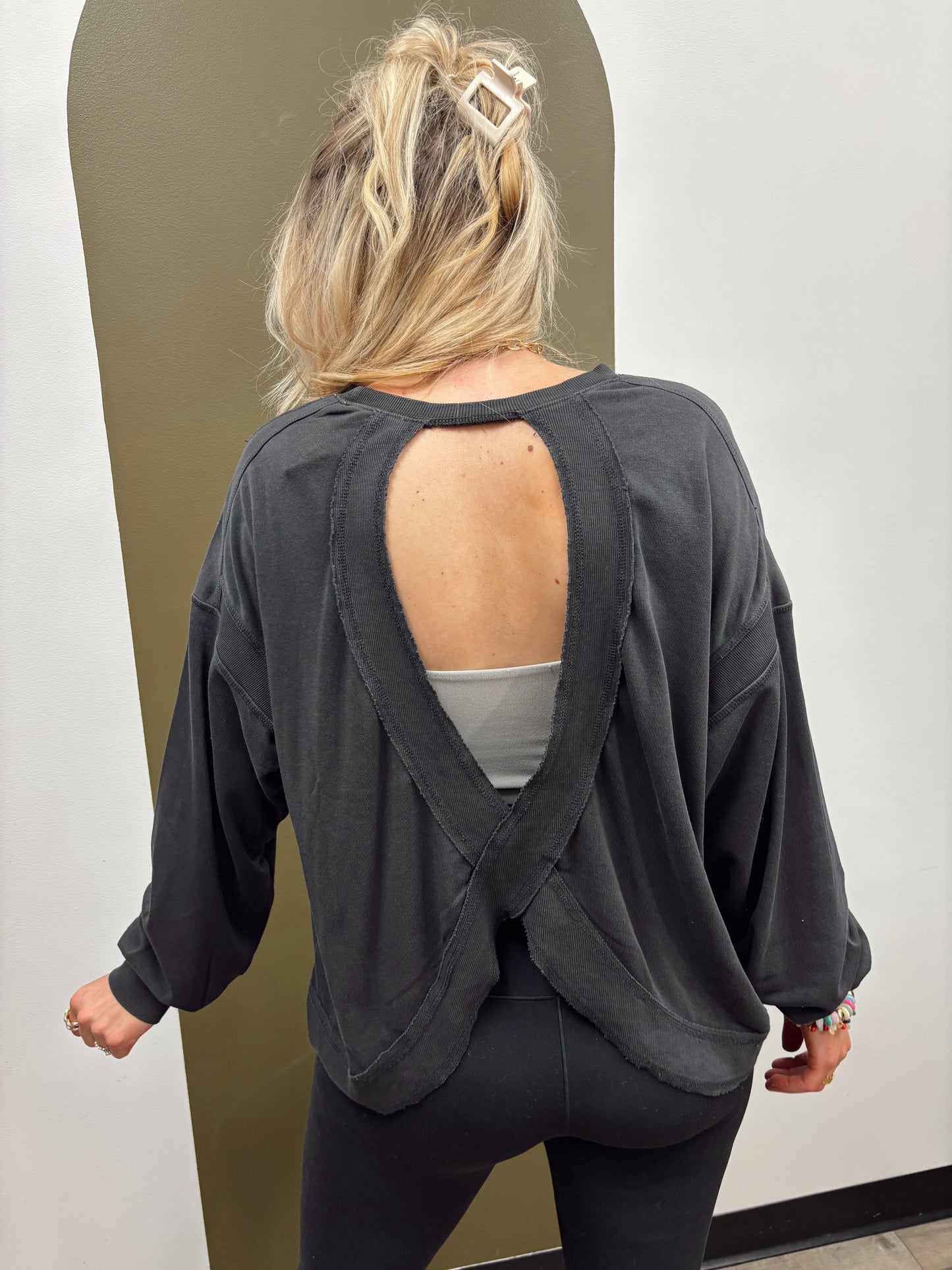 Cross Back Sweat Top (Black)