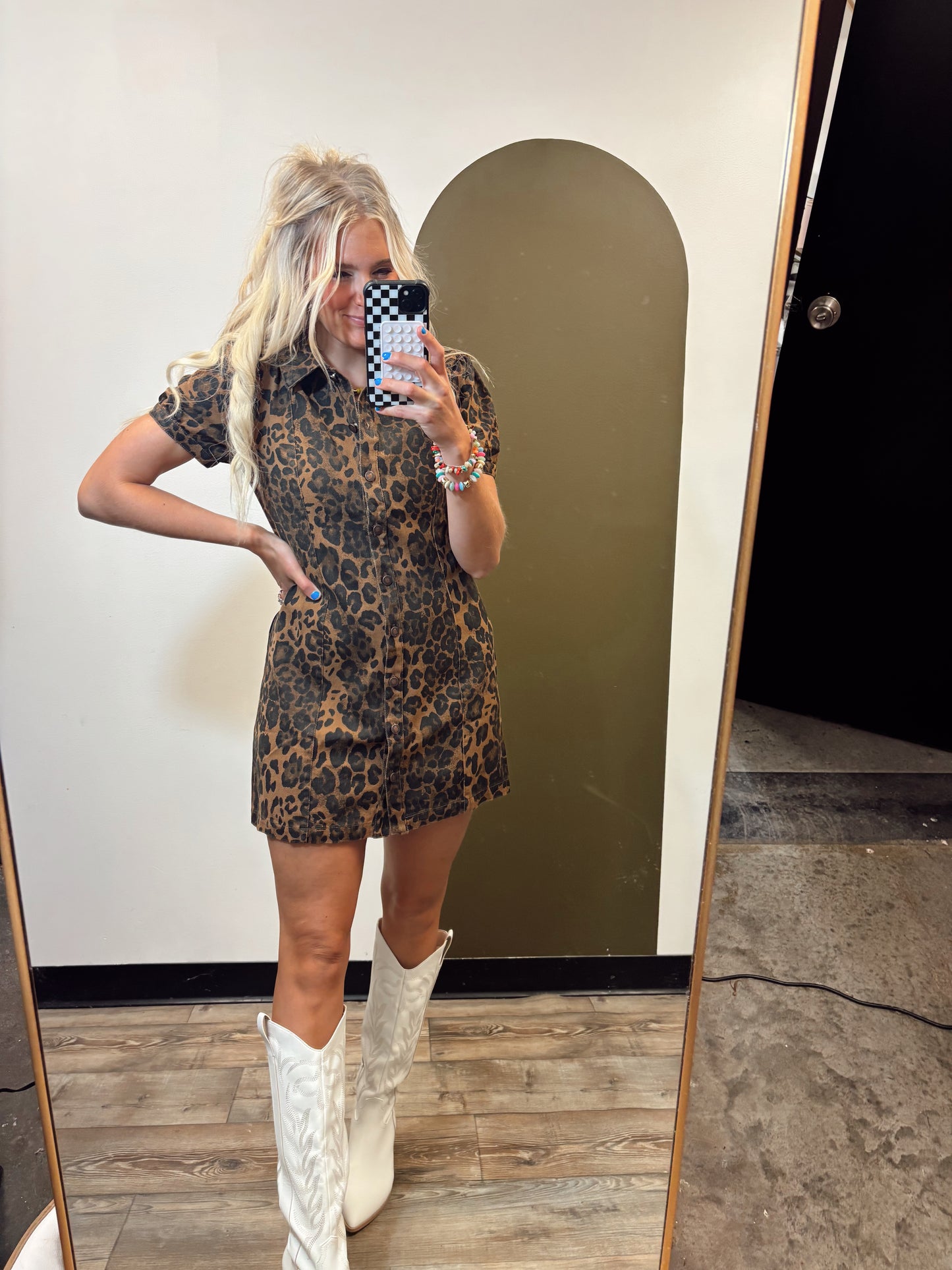 Short Cut Leopard Dress