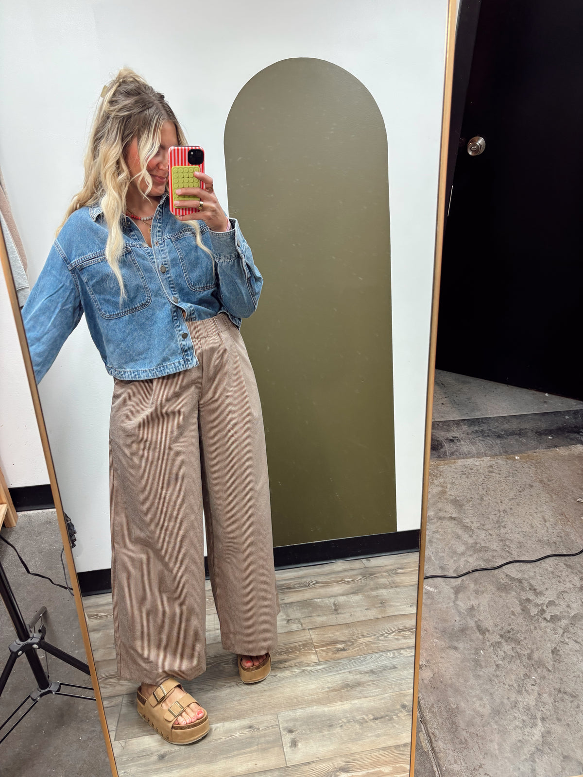 Siya Pinstripe Pant (Mocha)
