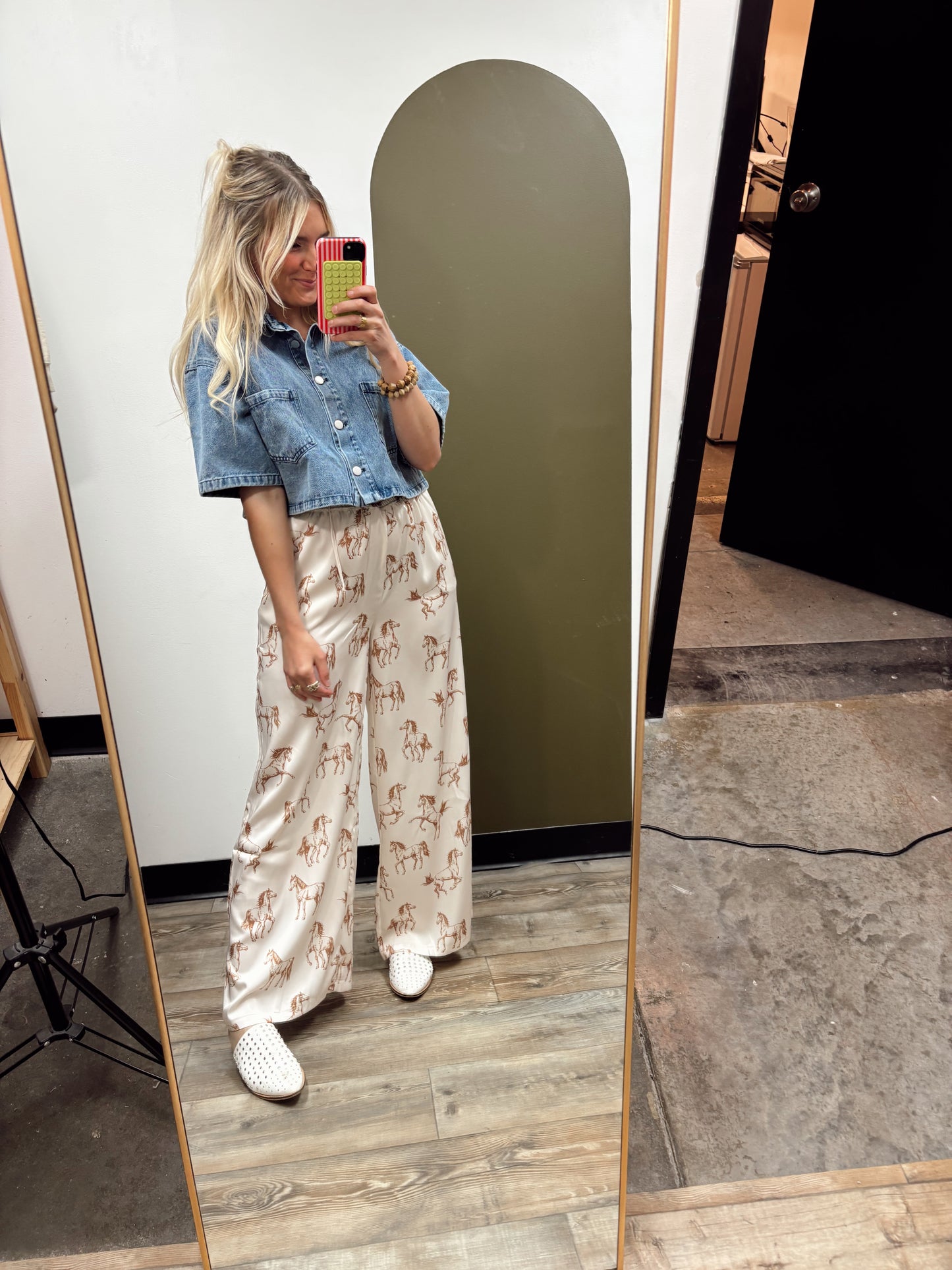 Horse Print Satin Pant
