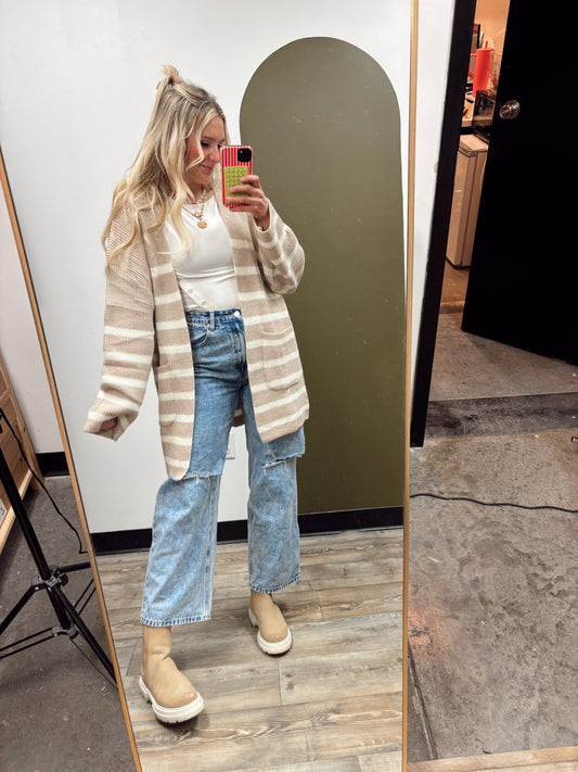 Logan Stripe Sweater (Taupe)