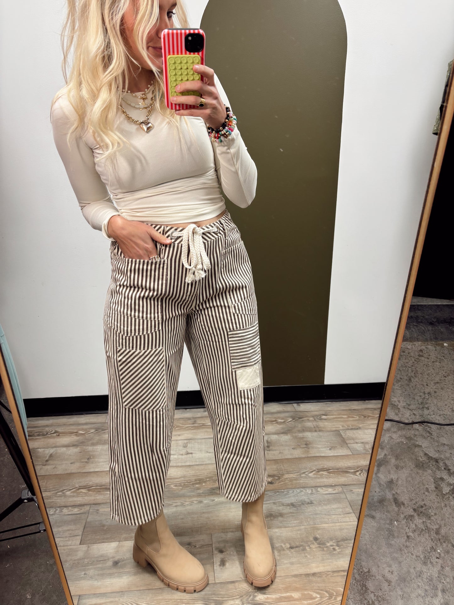 Stripe Barrel Pocket Pant