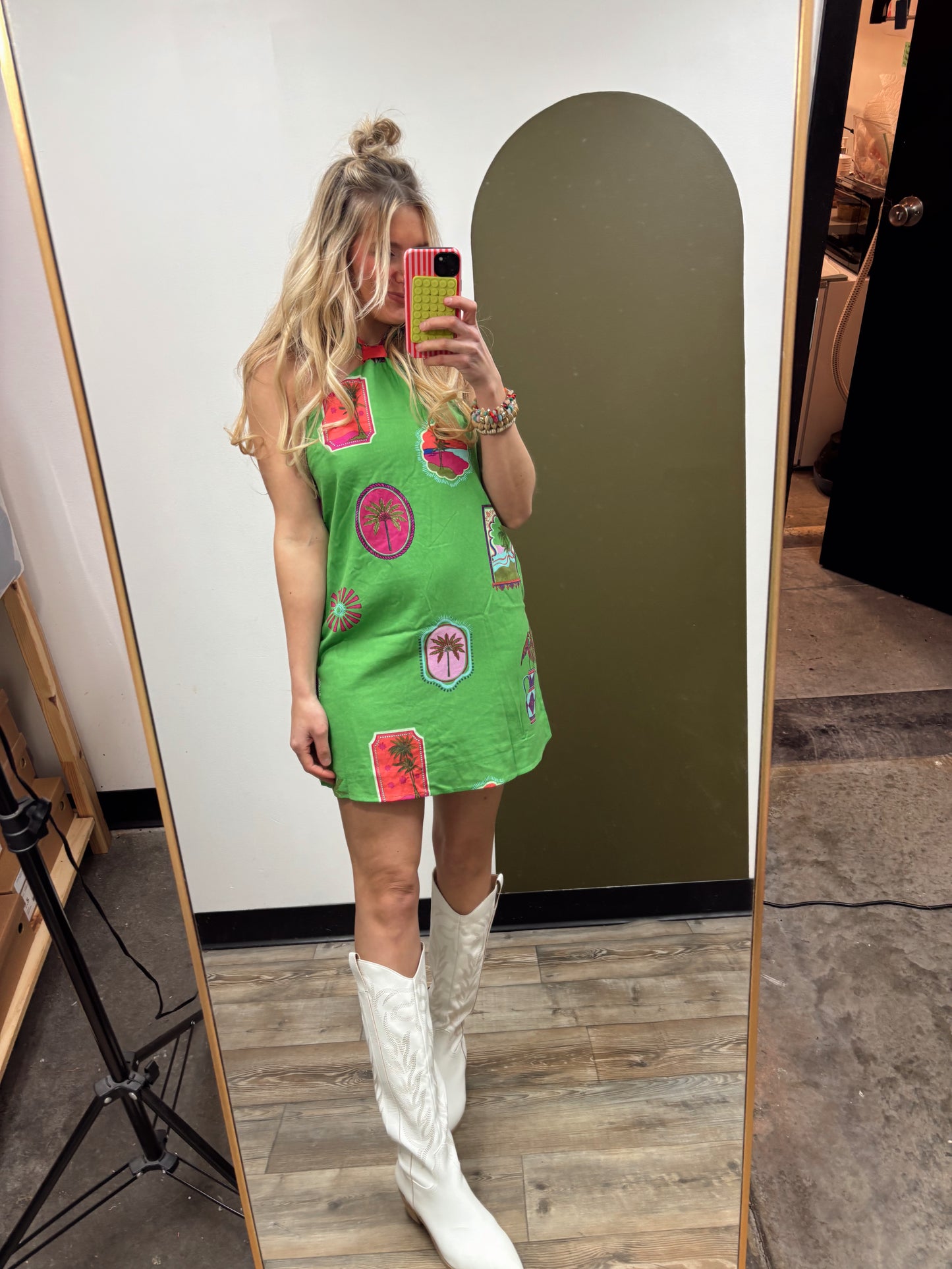 Postcard Halter Mini Dress