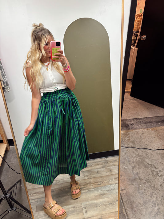 Keaton Stripe Skirt (Green)