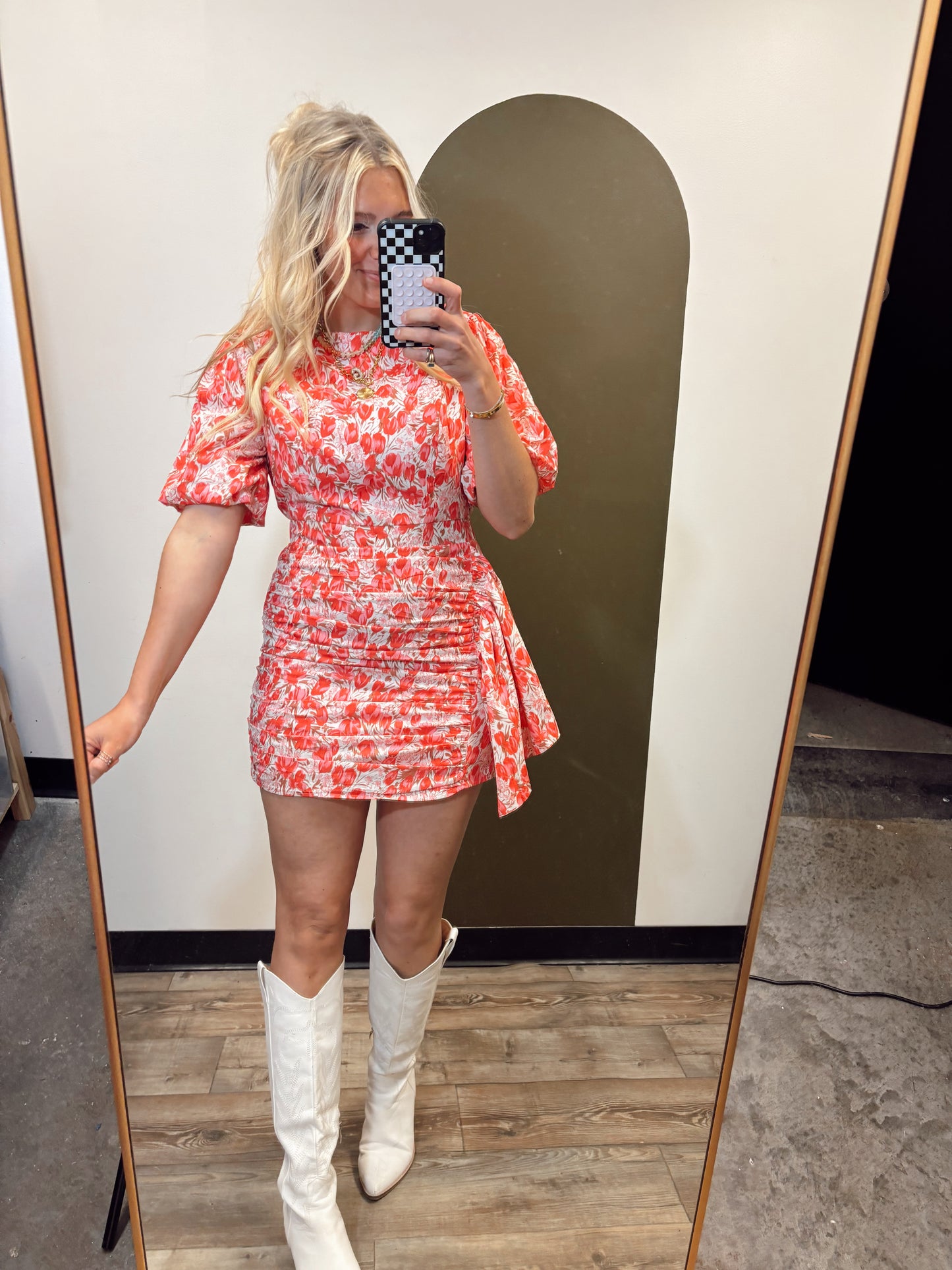 Primrose Floral Dress (Coral)