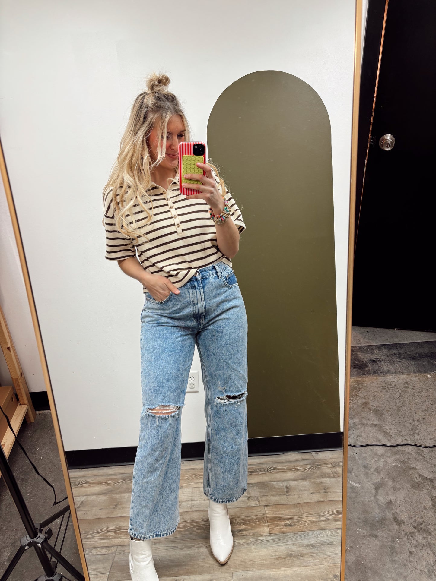 Bella Stripe Top (Brown)