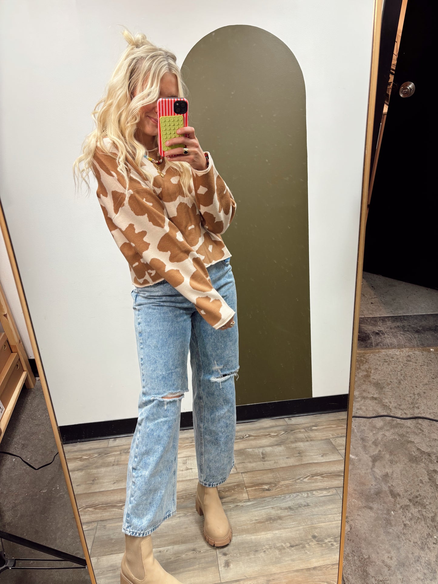 Rosa Flower Sweater (Taupe)