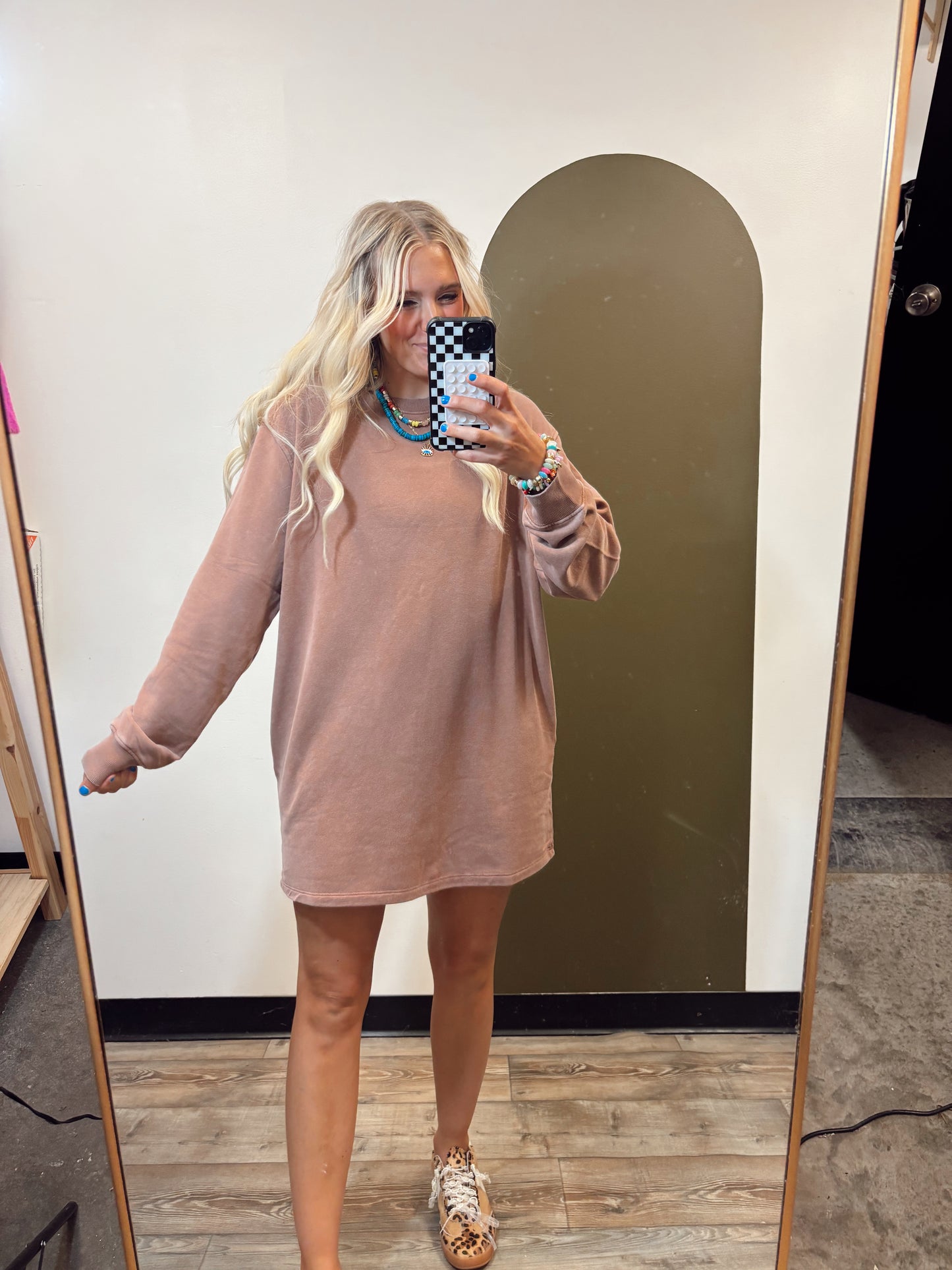 Open Gym Sweat Dress (Brown)