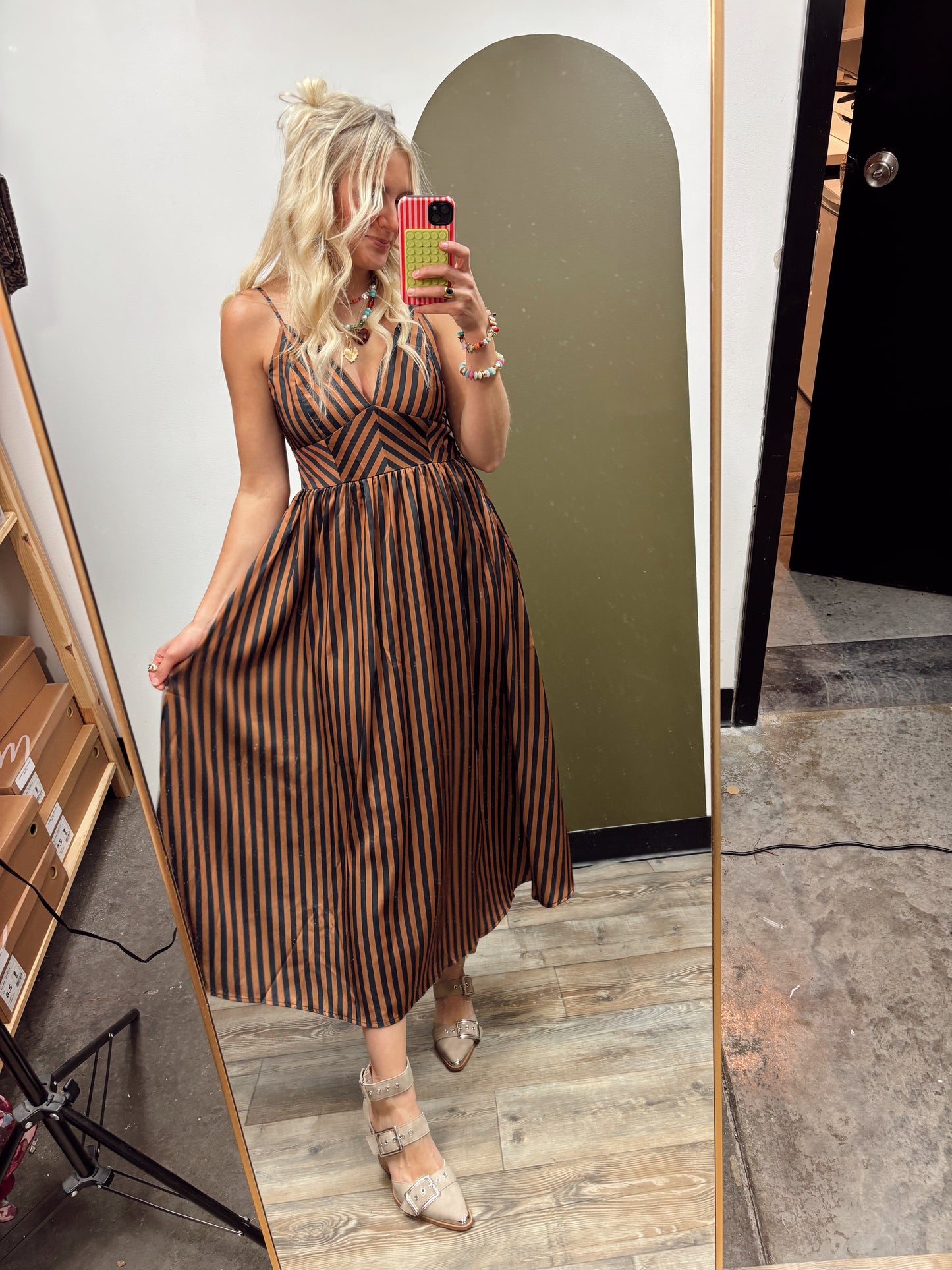 Marilyn Stripe Satin Maxi Dress
