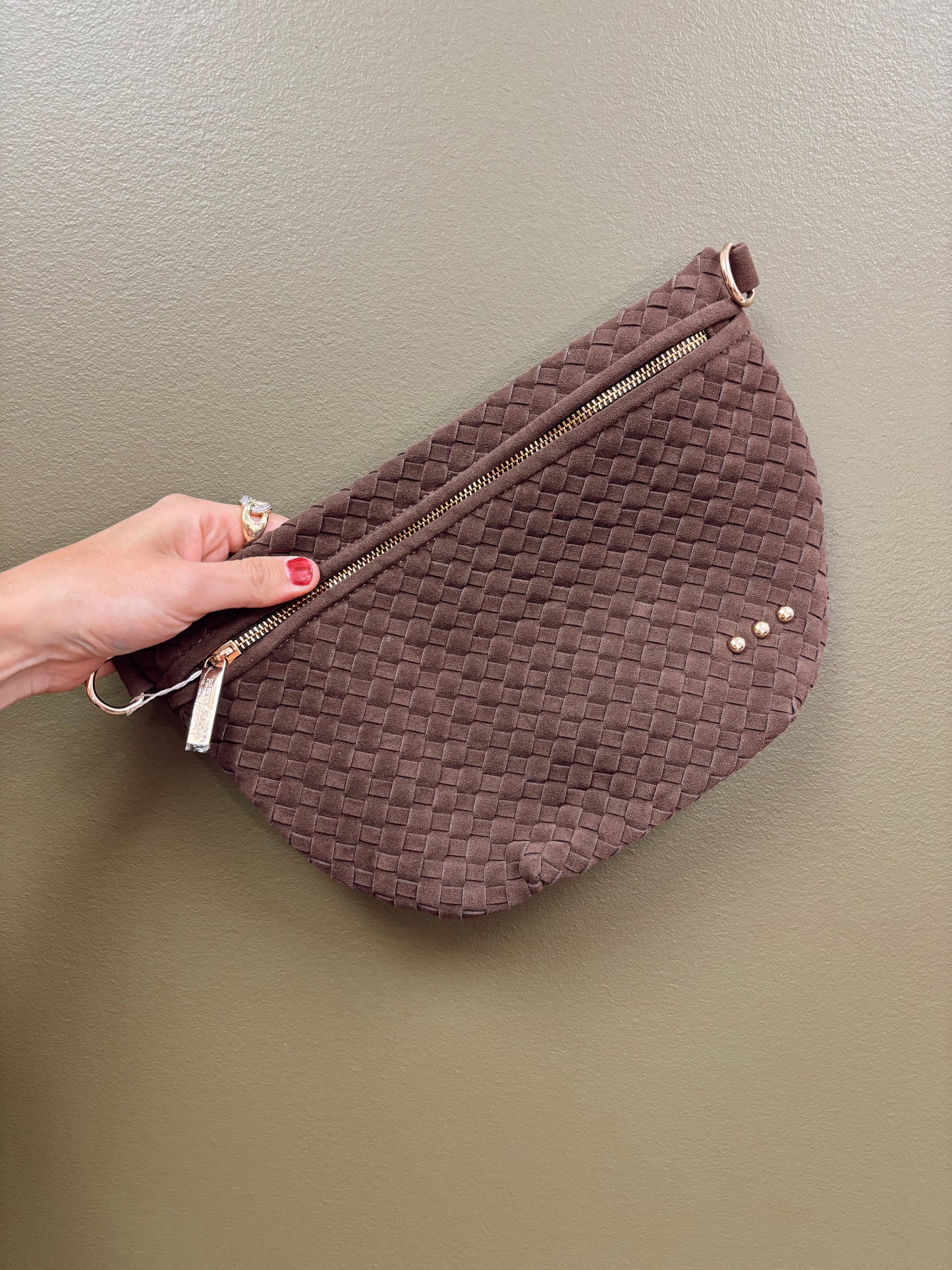 Suede Westlyn Woven Bum Bag (Chocolate)