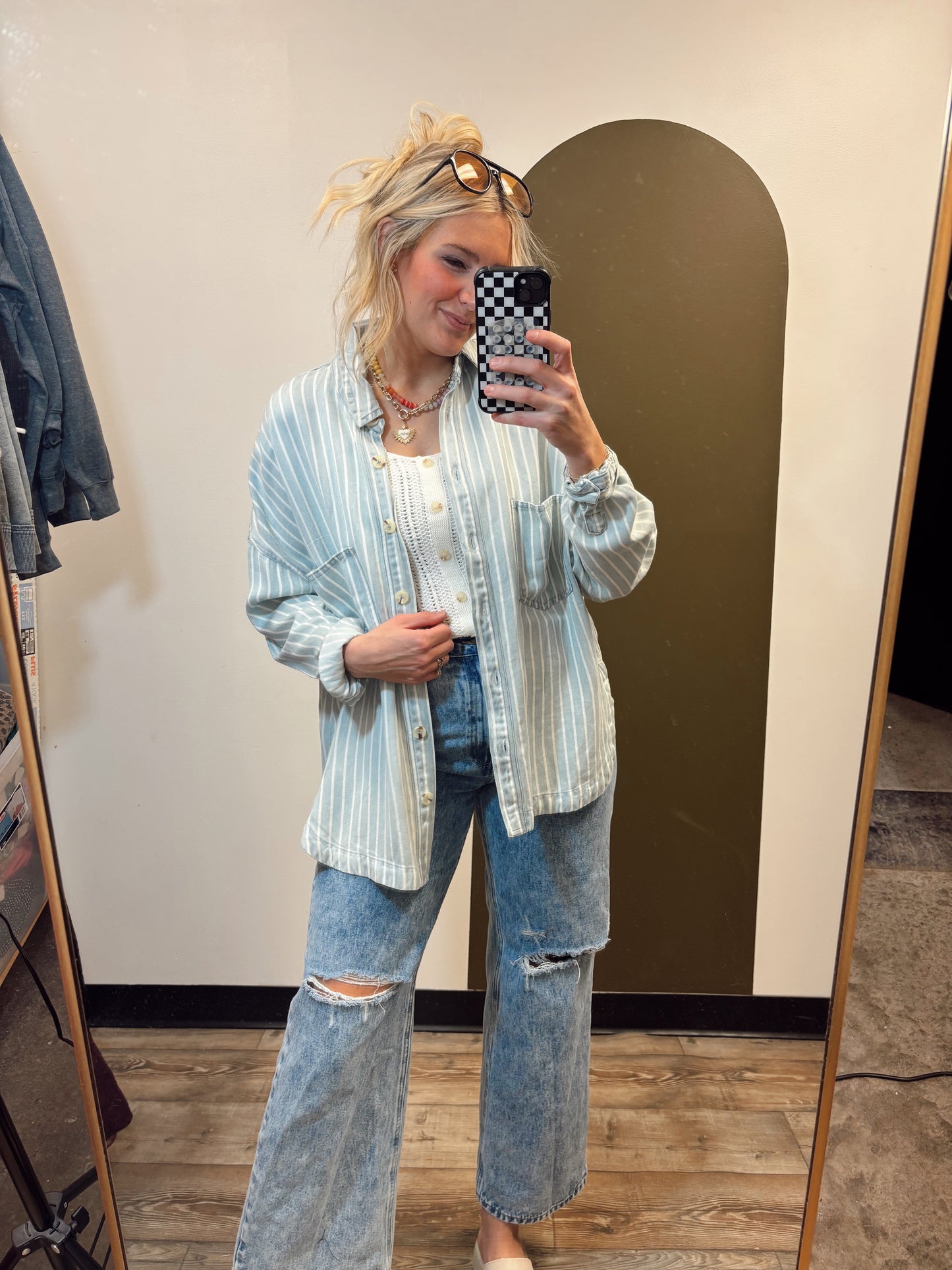 Brady Chambray Stripe Top