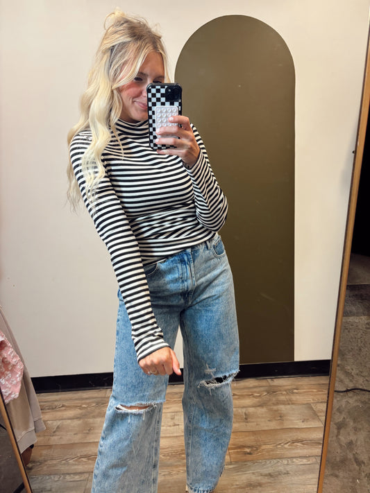 Lydia Stripe Top (B&W)
