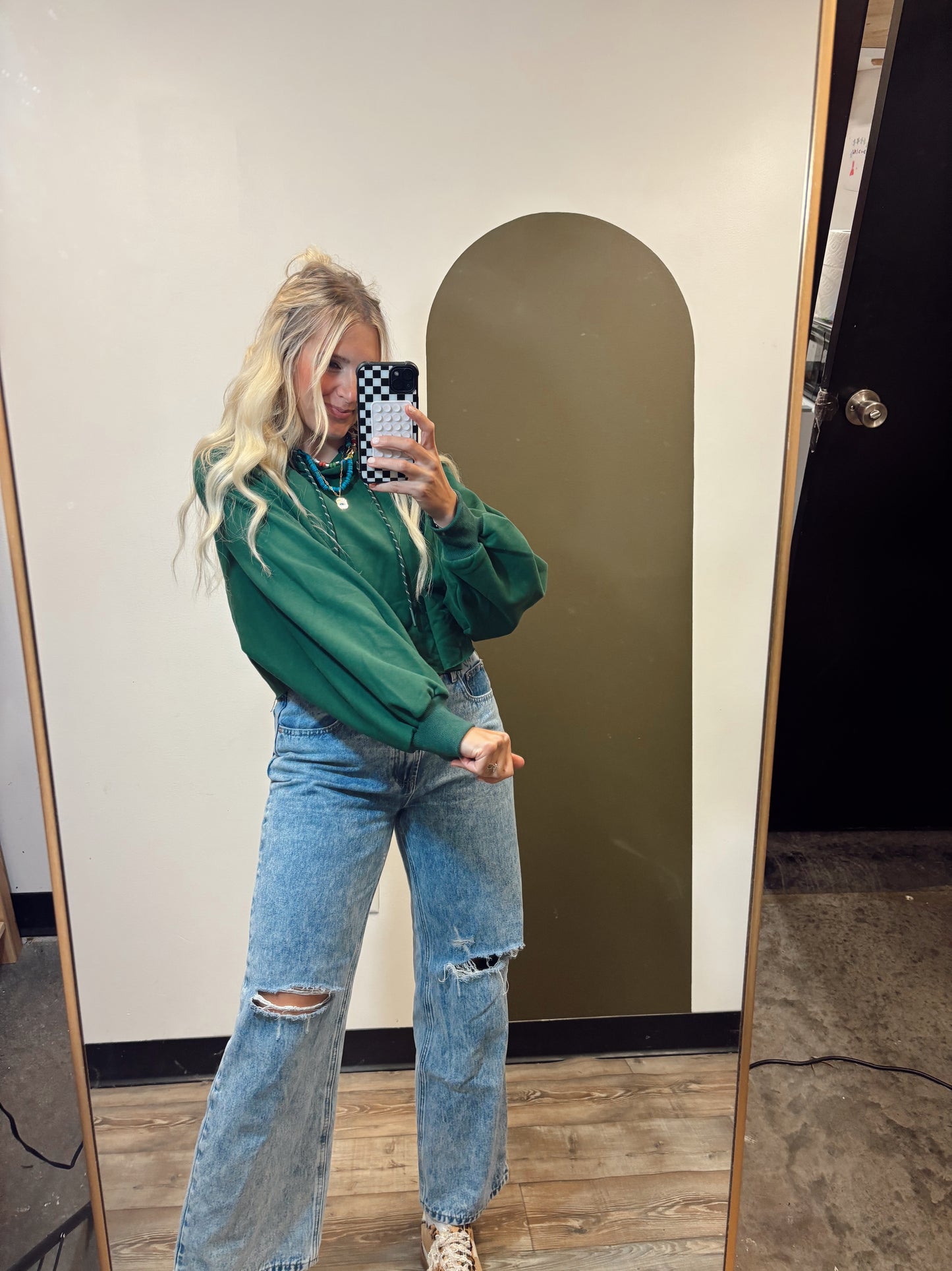 Allison Cropped Hoody (Green)
