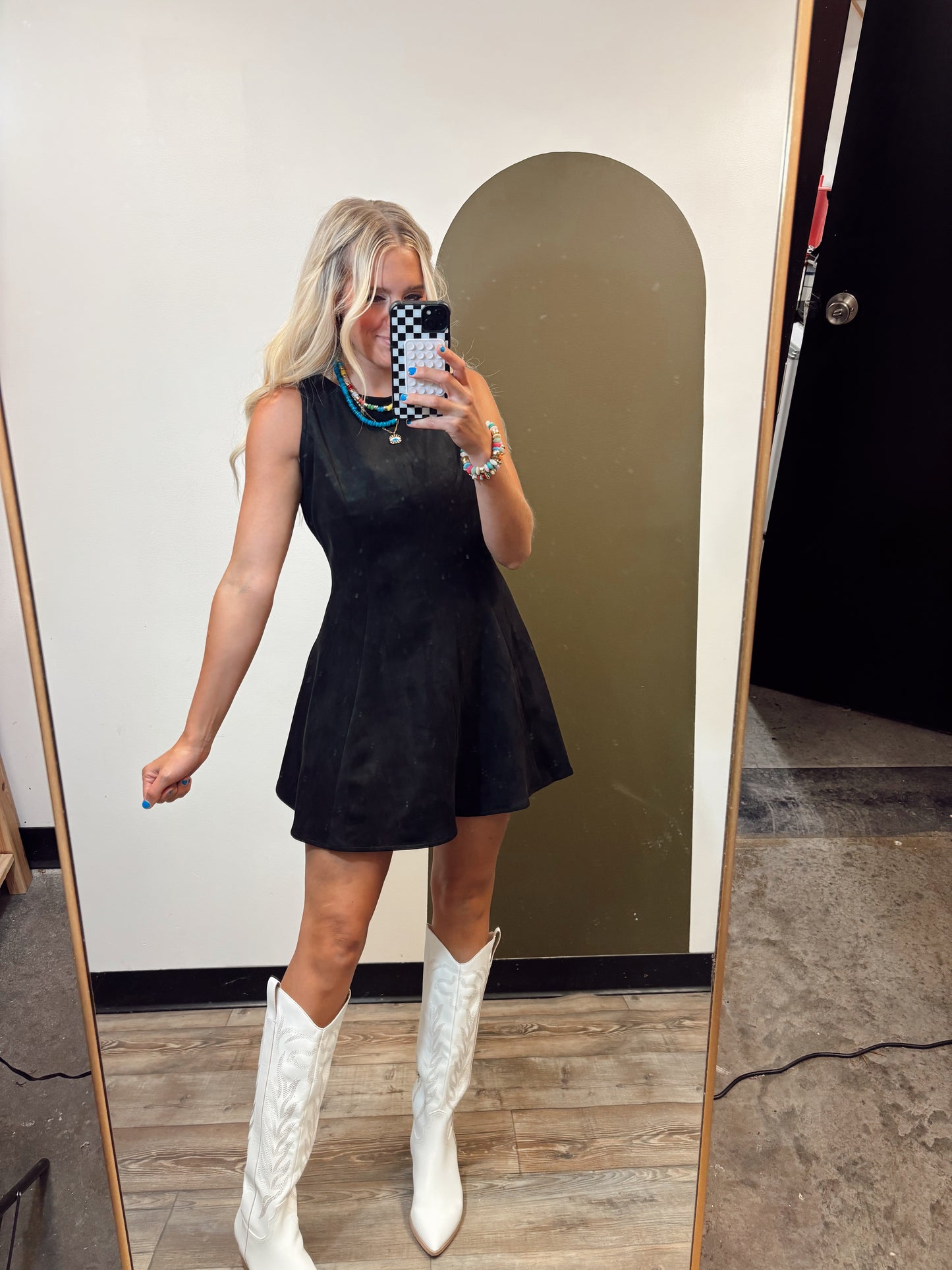 Heide Faux Suede Dress (Black)