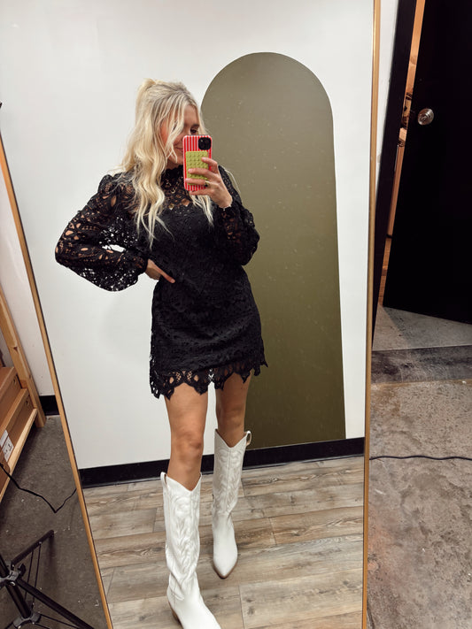 Tallie Lace Mini Dress (Black)