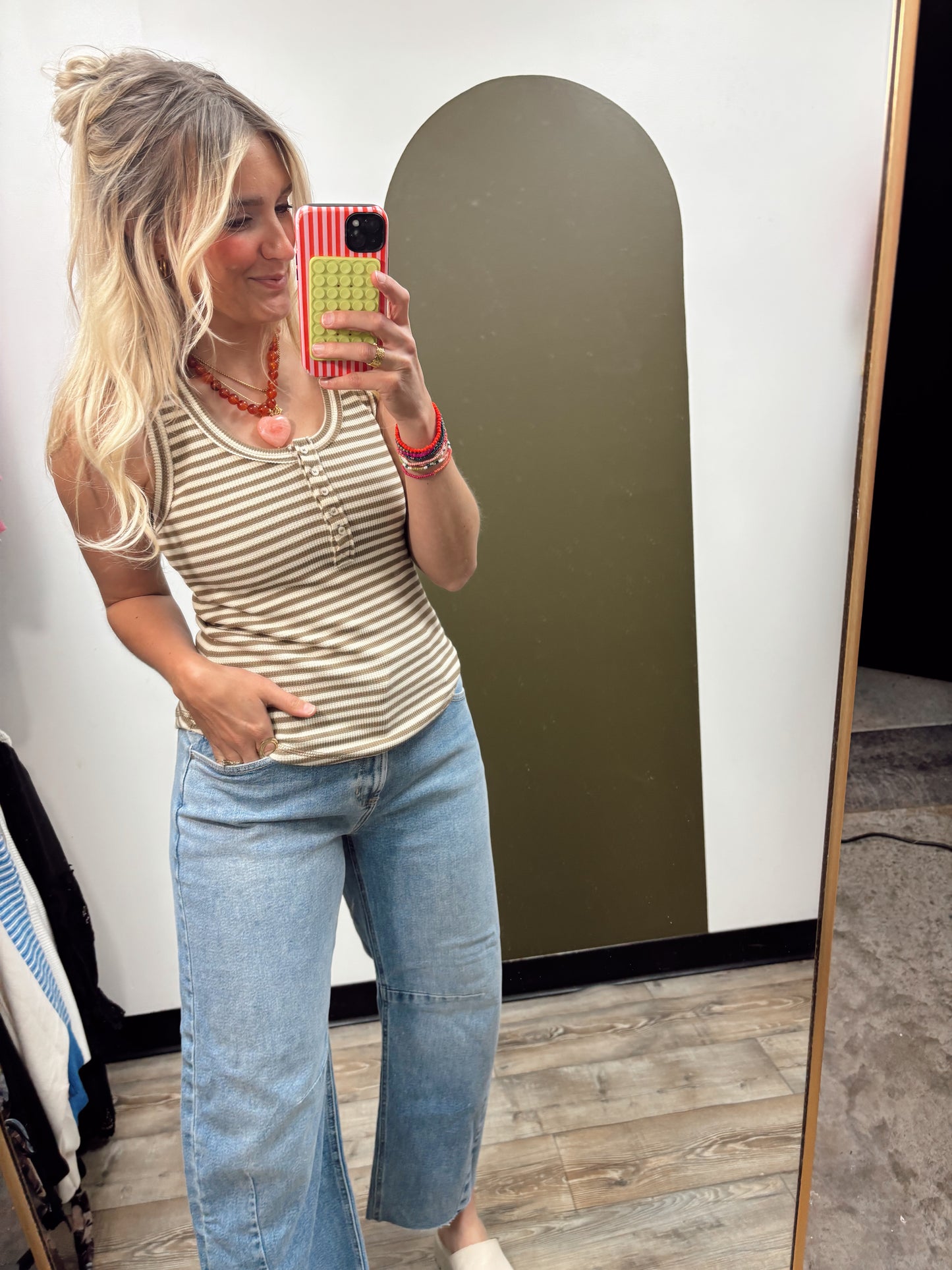 Krista Stripe Tank (Taupe)