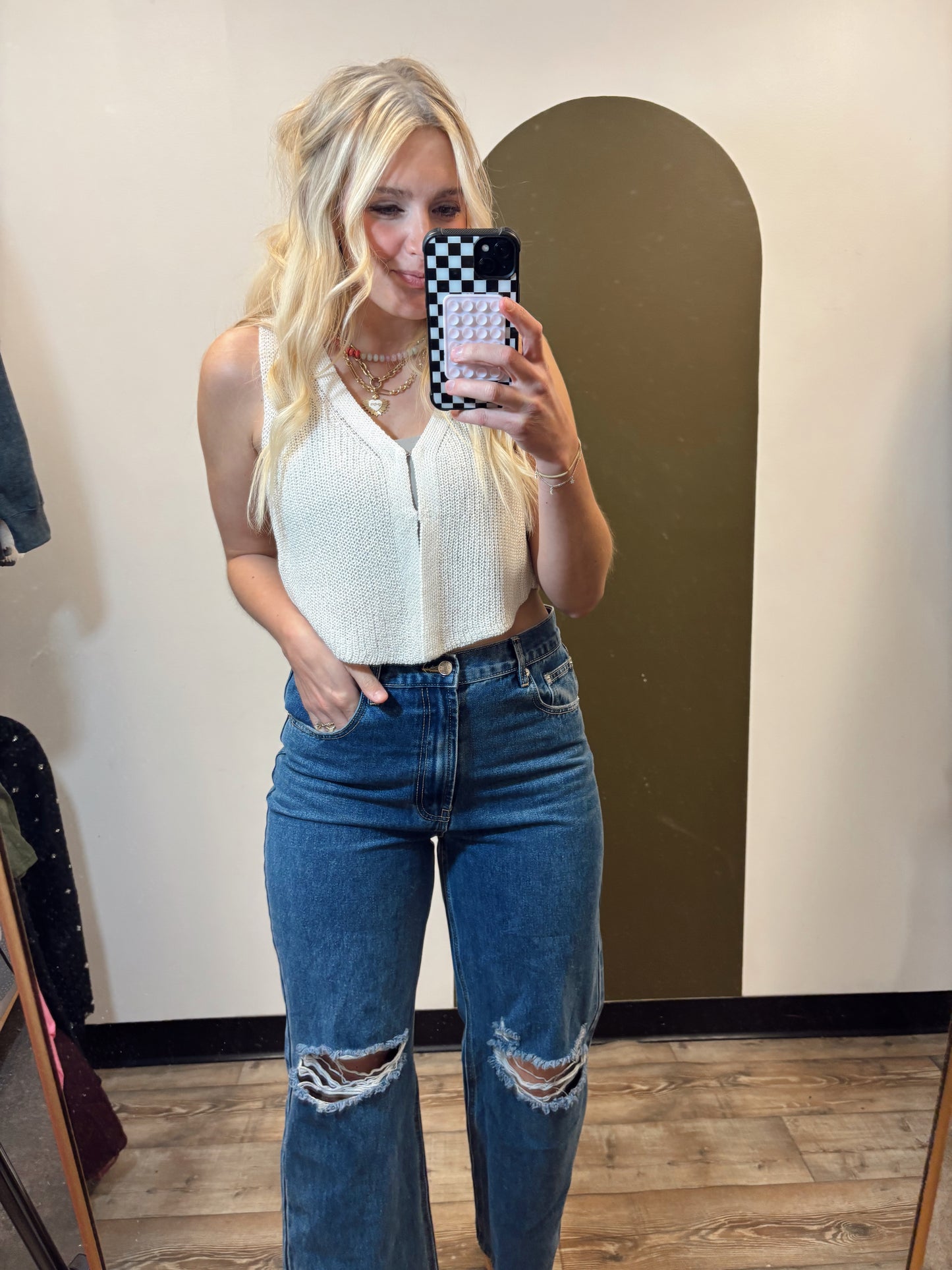 Cassandra Knit Vest (Cream)