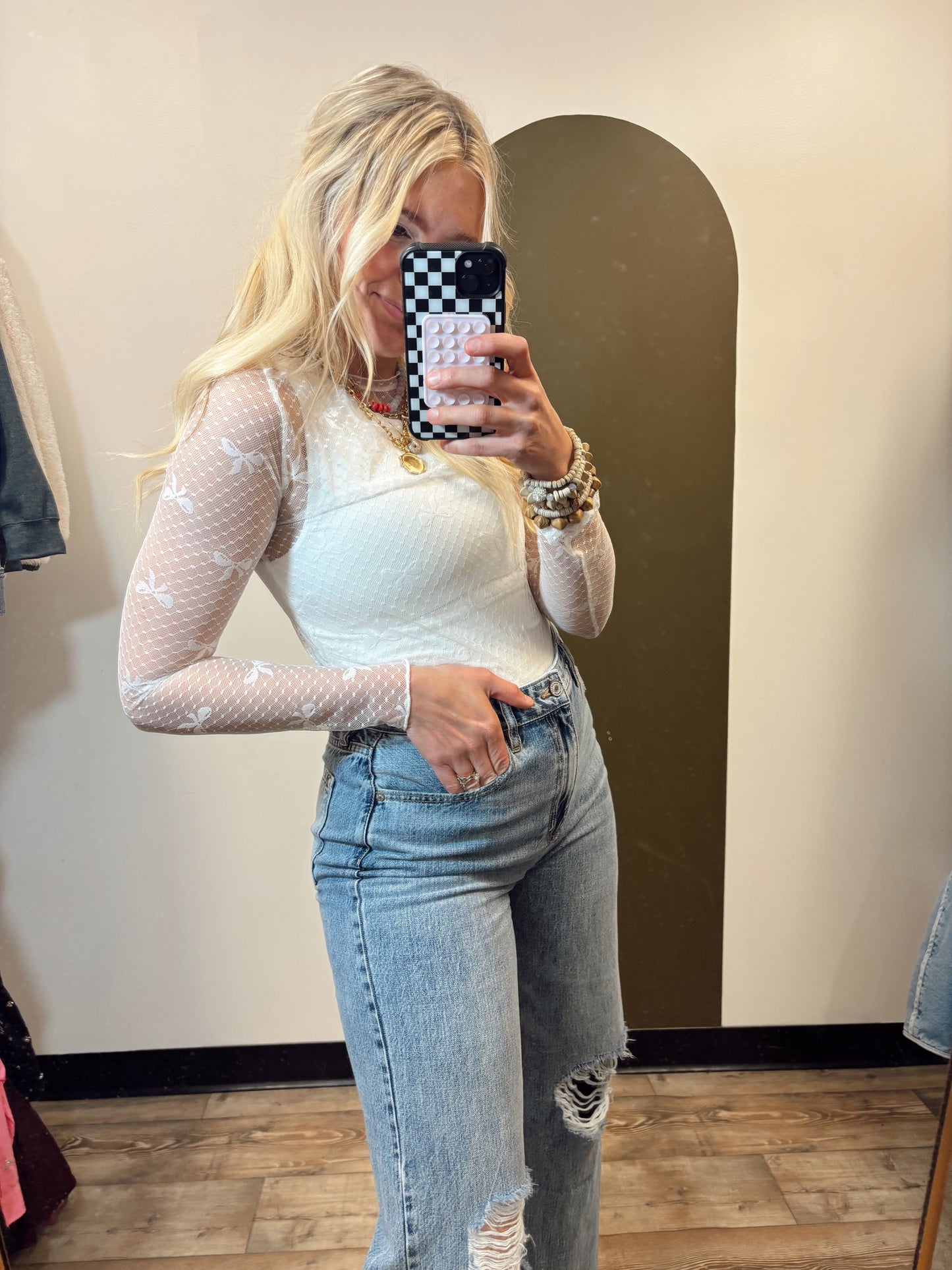 Sheer Bow Top (White)