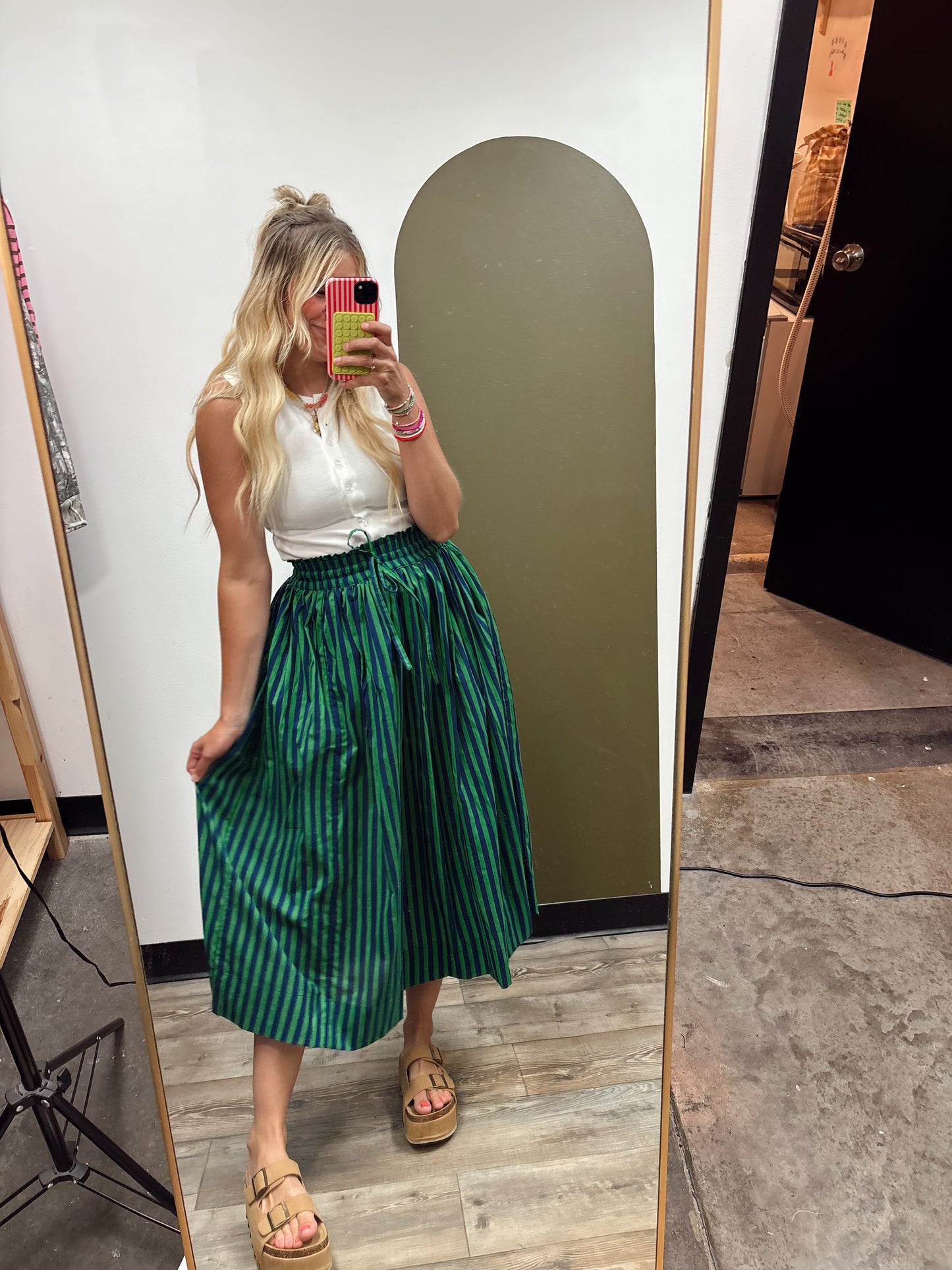 Keaton Stripe Skirt (Green)