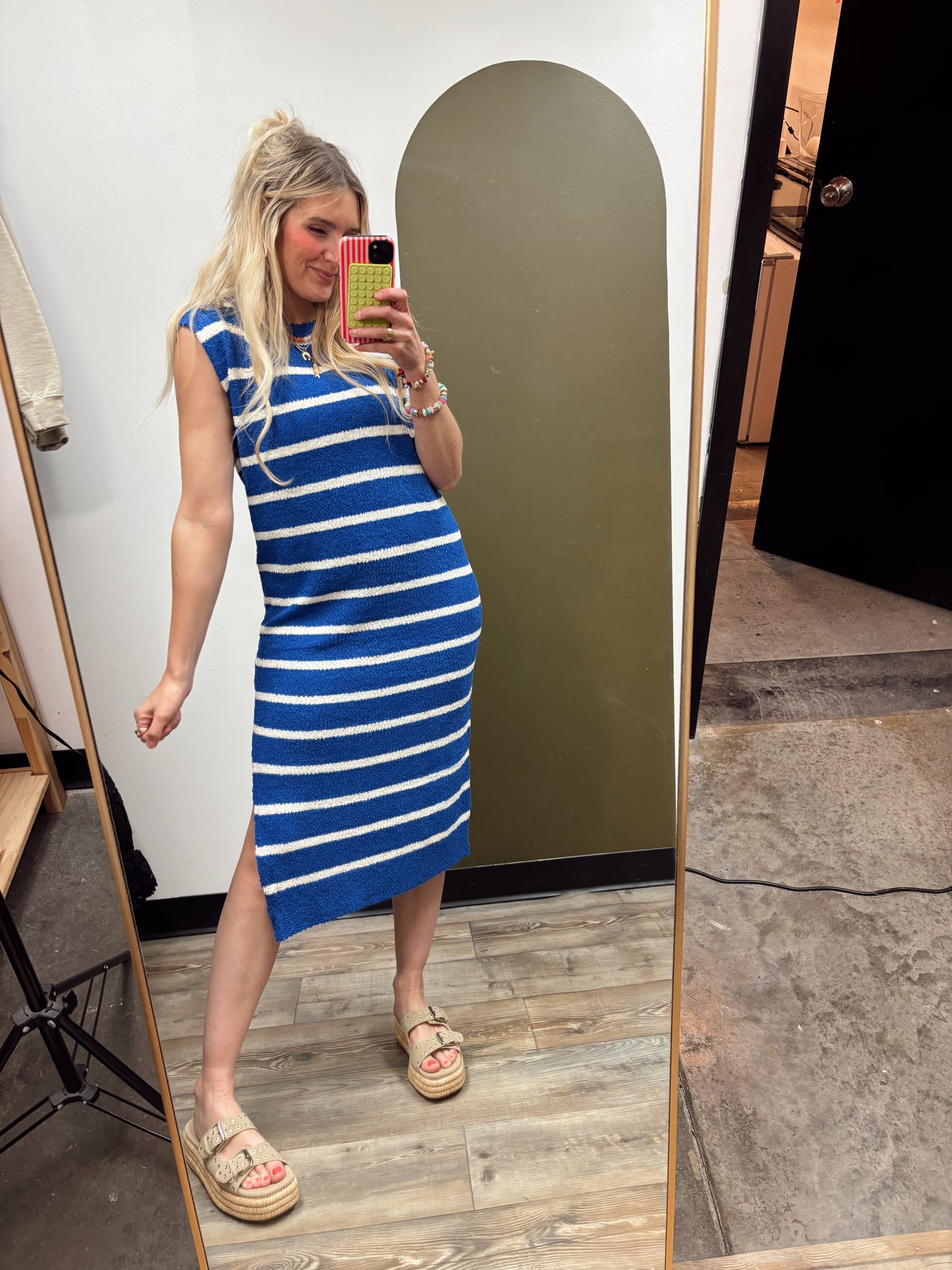 Candy Stripe Knit Dress (Blue)
