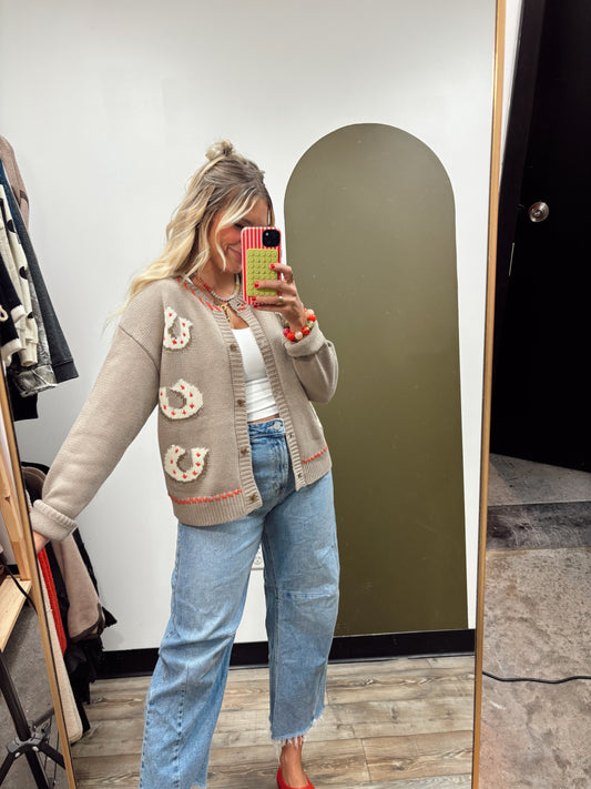 Lucky Horseshoe Cardigan Sweater