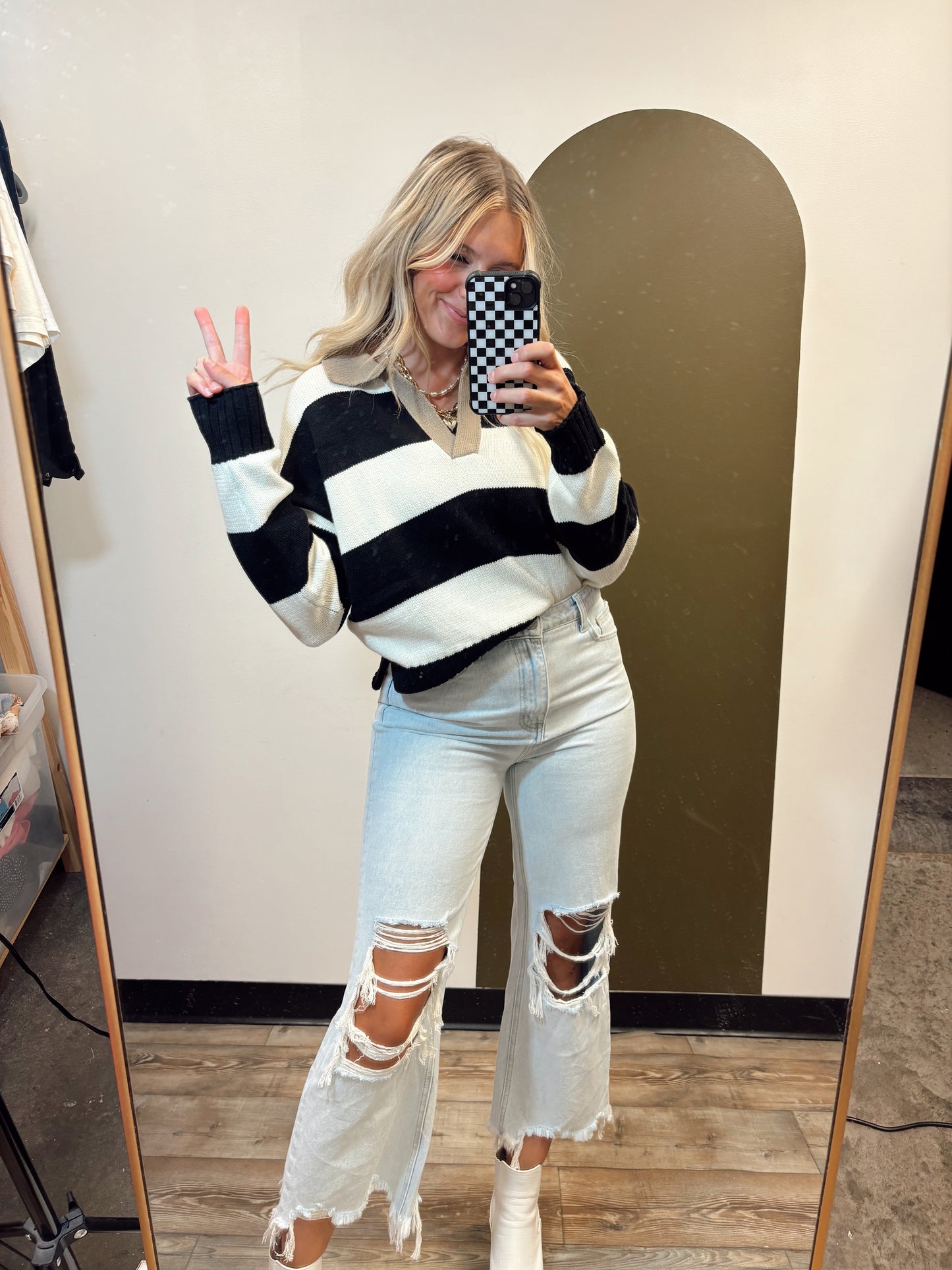 Ruby Contrast Sweater (Ivory)