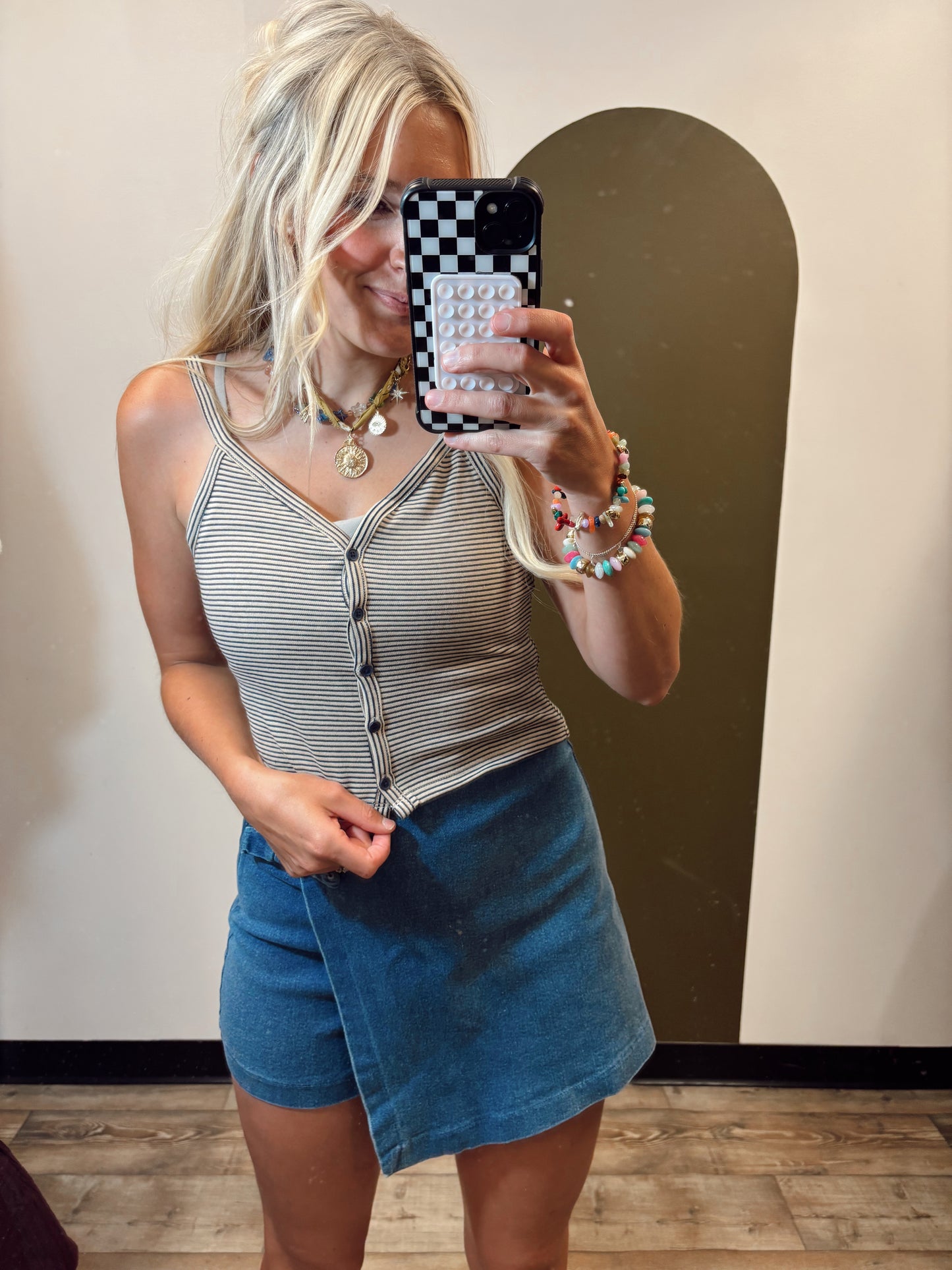Heat Wave Button Tank (Stripe)