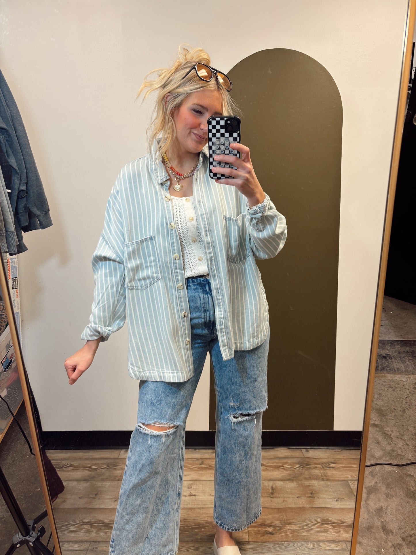 Brady Chambray Stripe Top