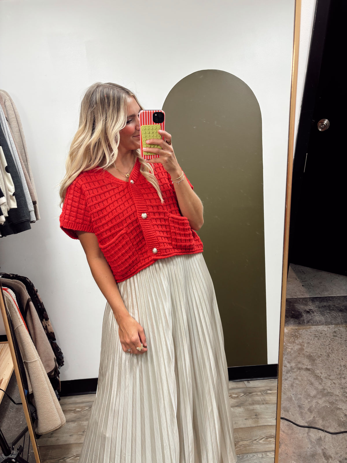 Daisy Button Sweater (Red)