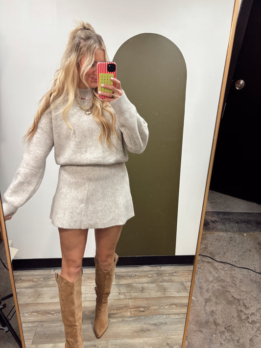 Arie Sweater Skirt Set (Oat)