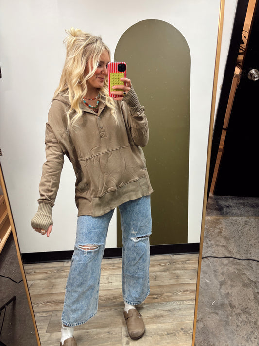 Boxy Hoody Top (Mocha)