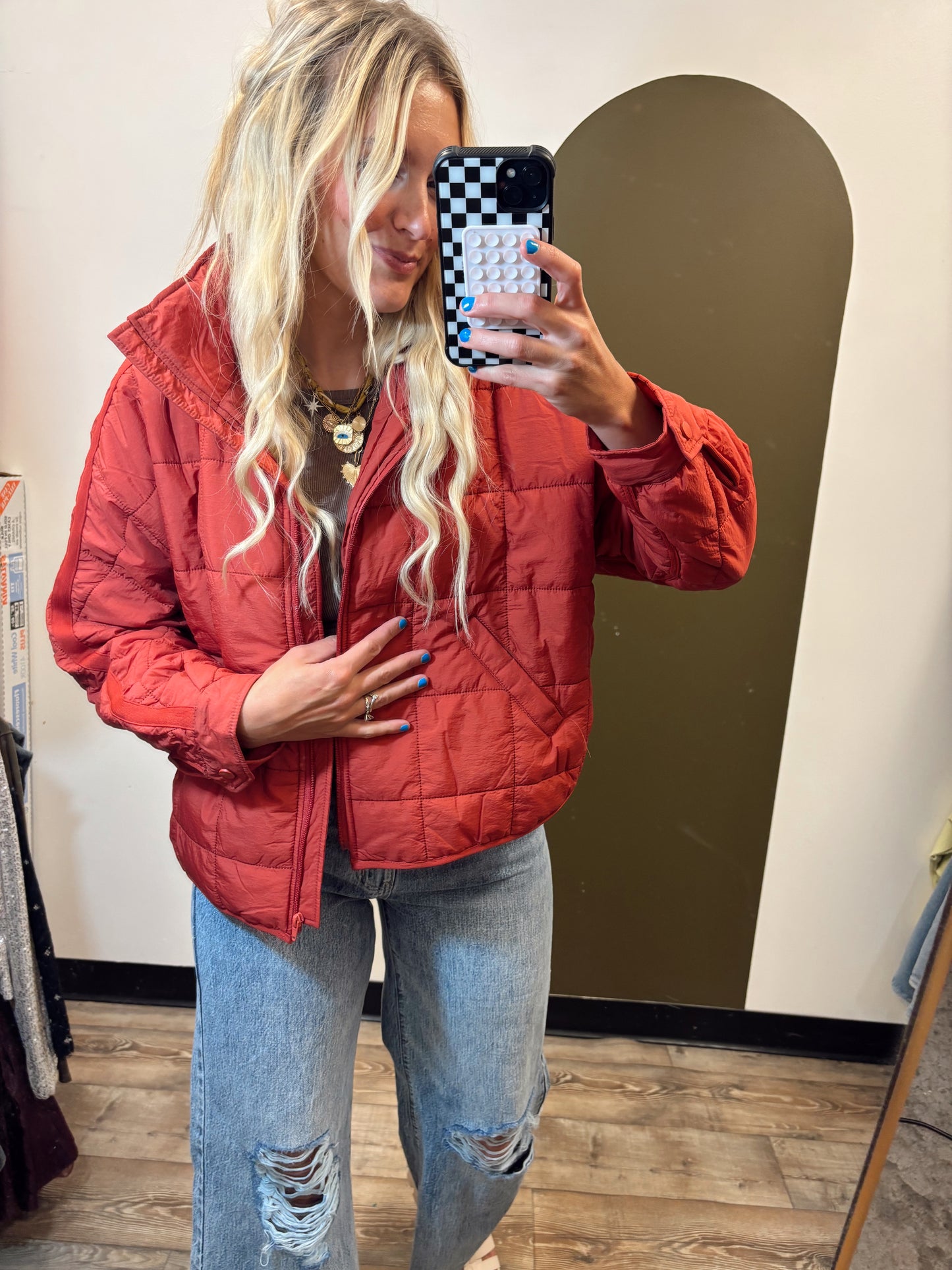 Packable Puffer Jacket (Brick)