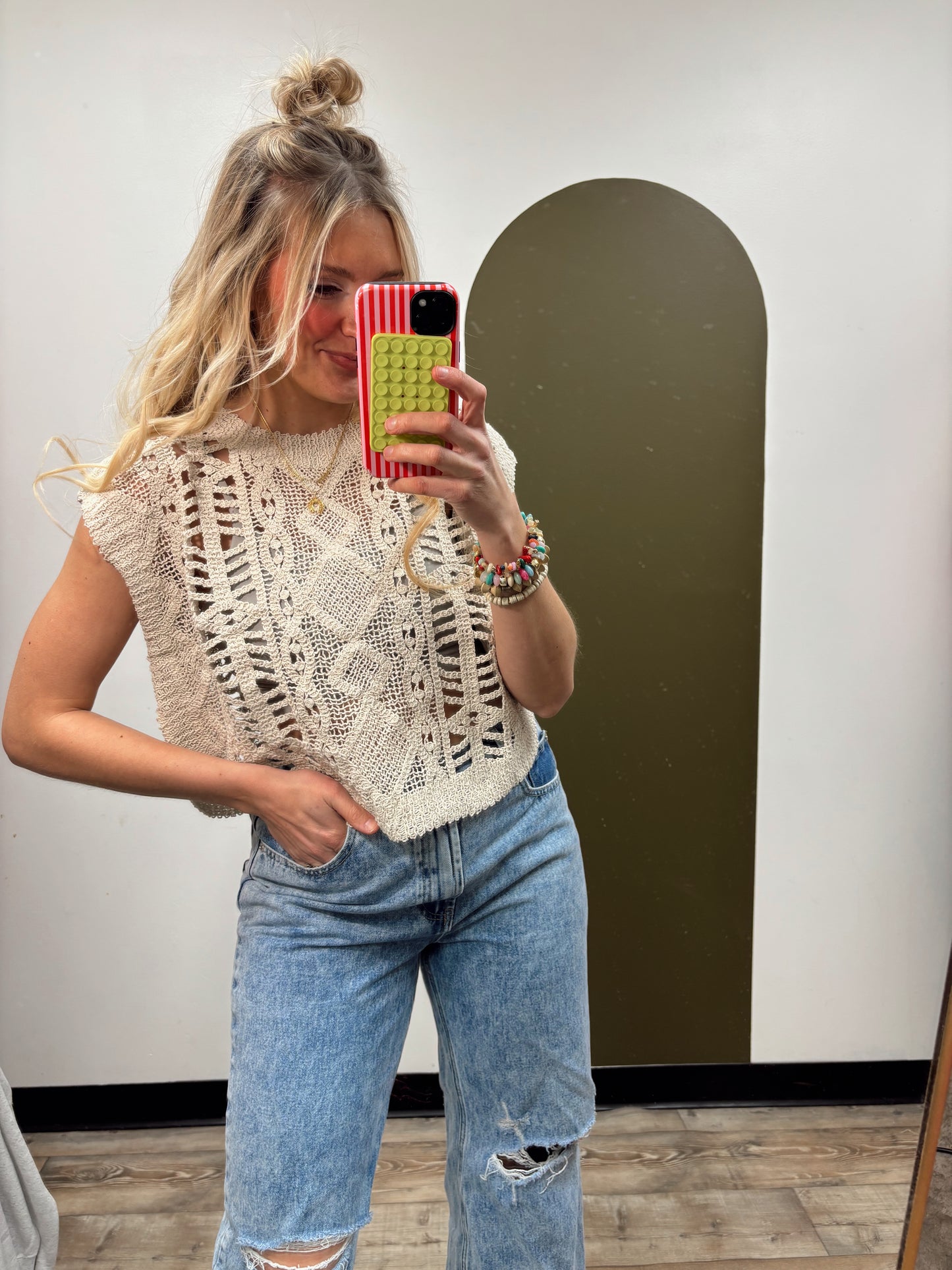 Beach Comber Crochet Top (Beige)